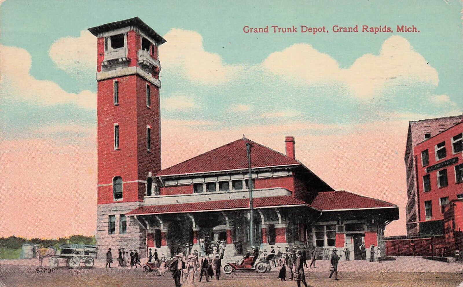 Grand Rapids Michigan Railroad Train Depot Station Grand Trunk Vtg Postcard E15