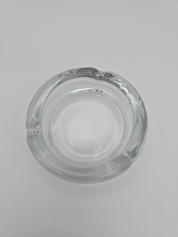 Vtg 4” Clear Round MCM Style Ashtray 3 Rests