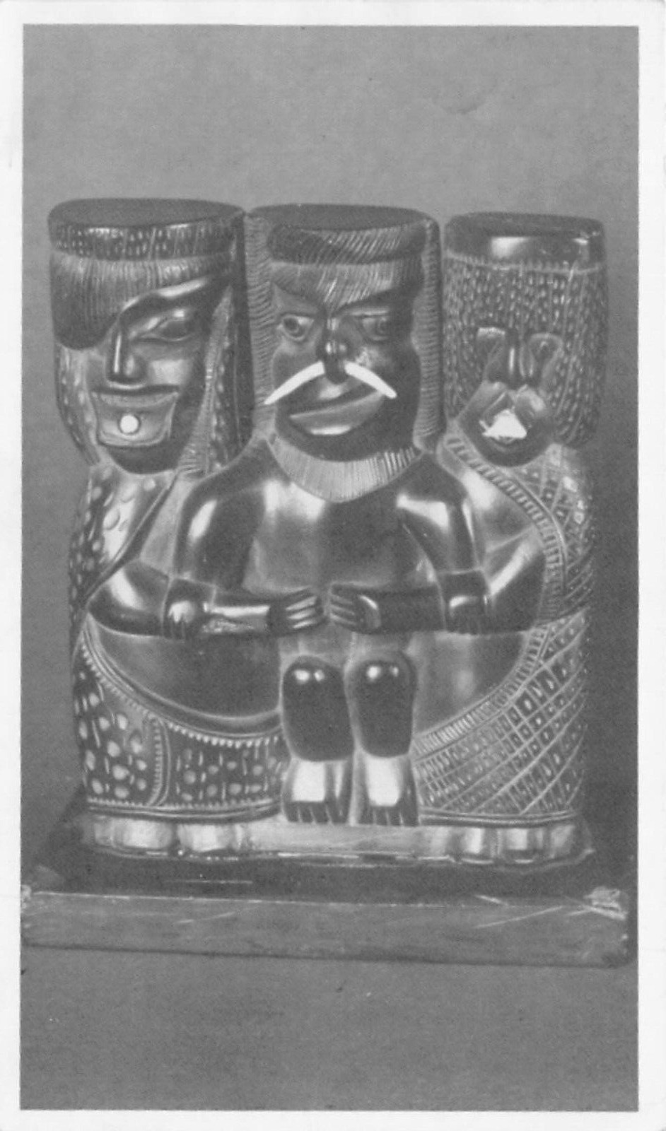 Postcard CO: Haida Indian slate carving, Taylor Museum, Colorado Springs, 1951