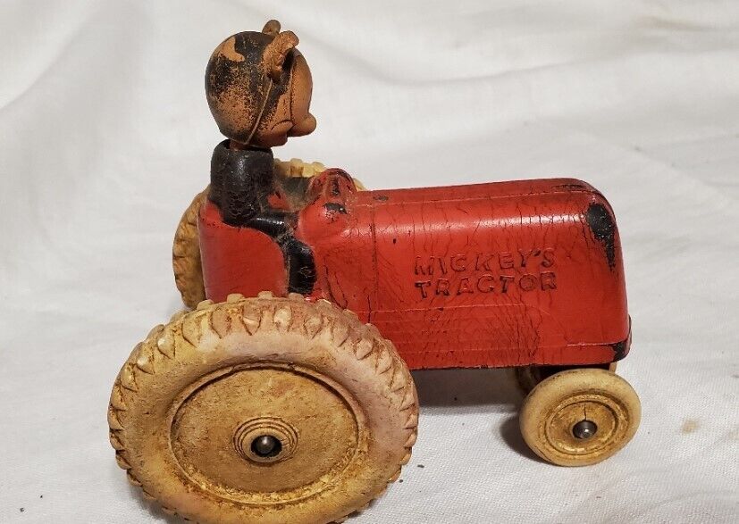 Mickey\'s Tractor vintage rubber Disney