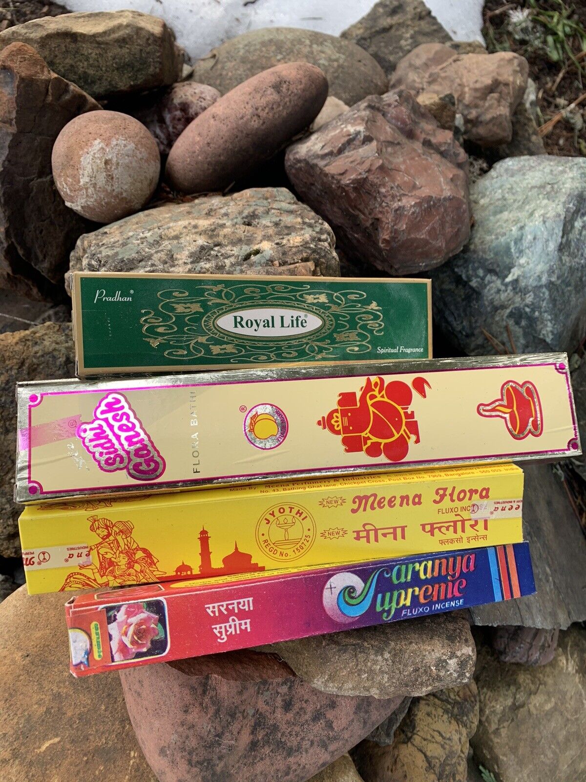Rare South India Temple Incense Collection x4 - Meena, Saranya, Sri, Pradhan