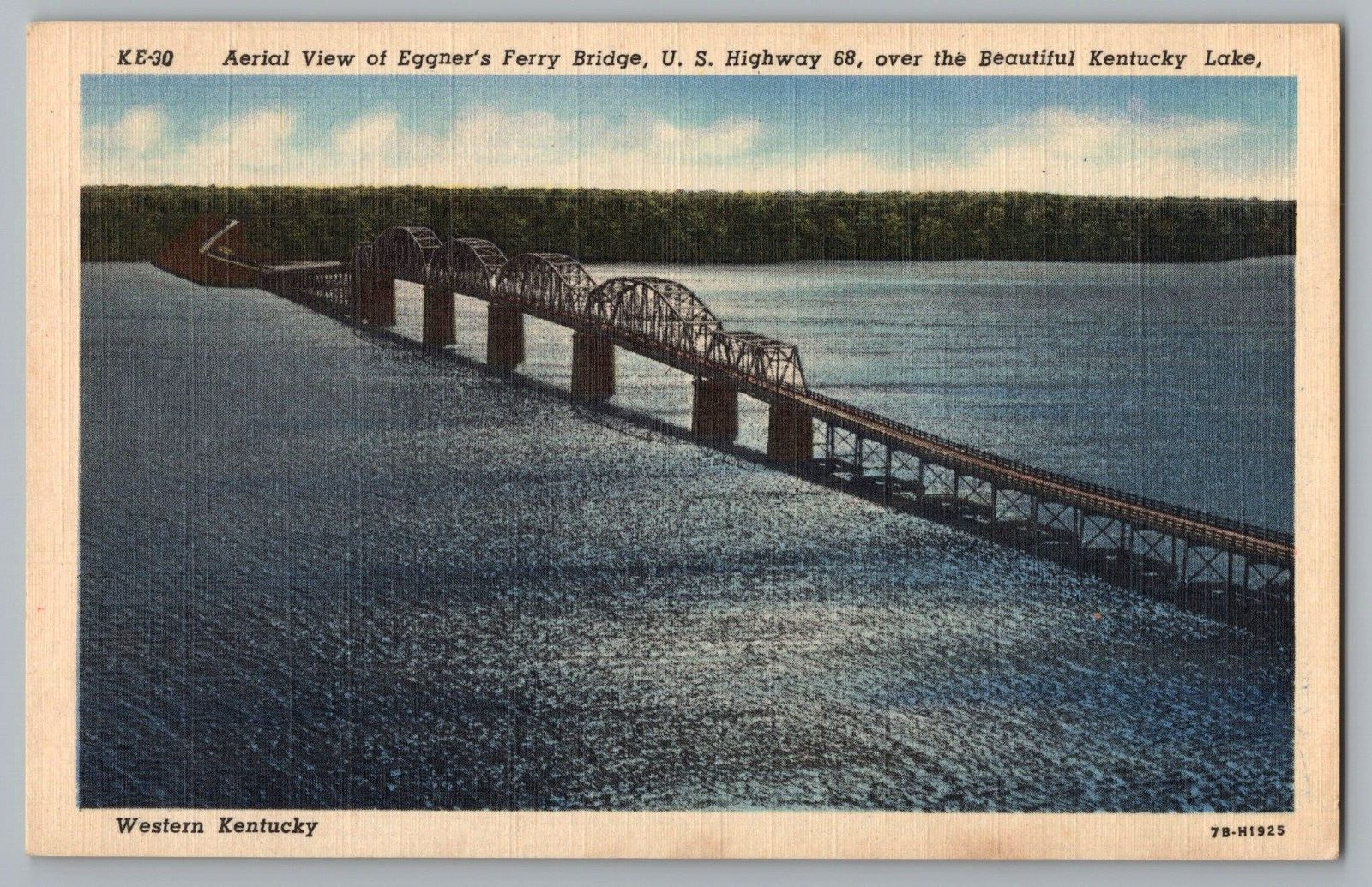 Postcard Aerial Eggner's Ferry Bridge, U.S. Highway 68, Kentucky Lake, Kentucky