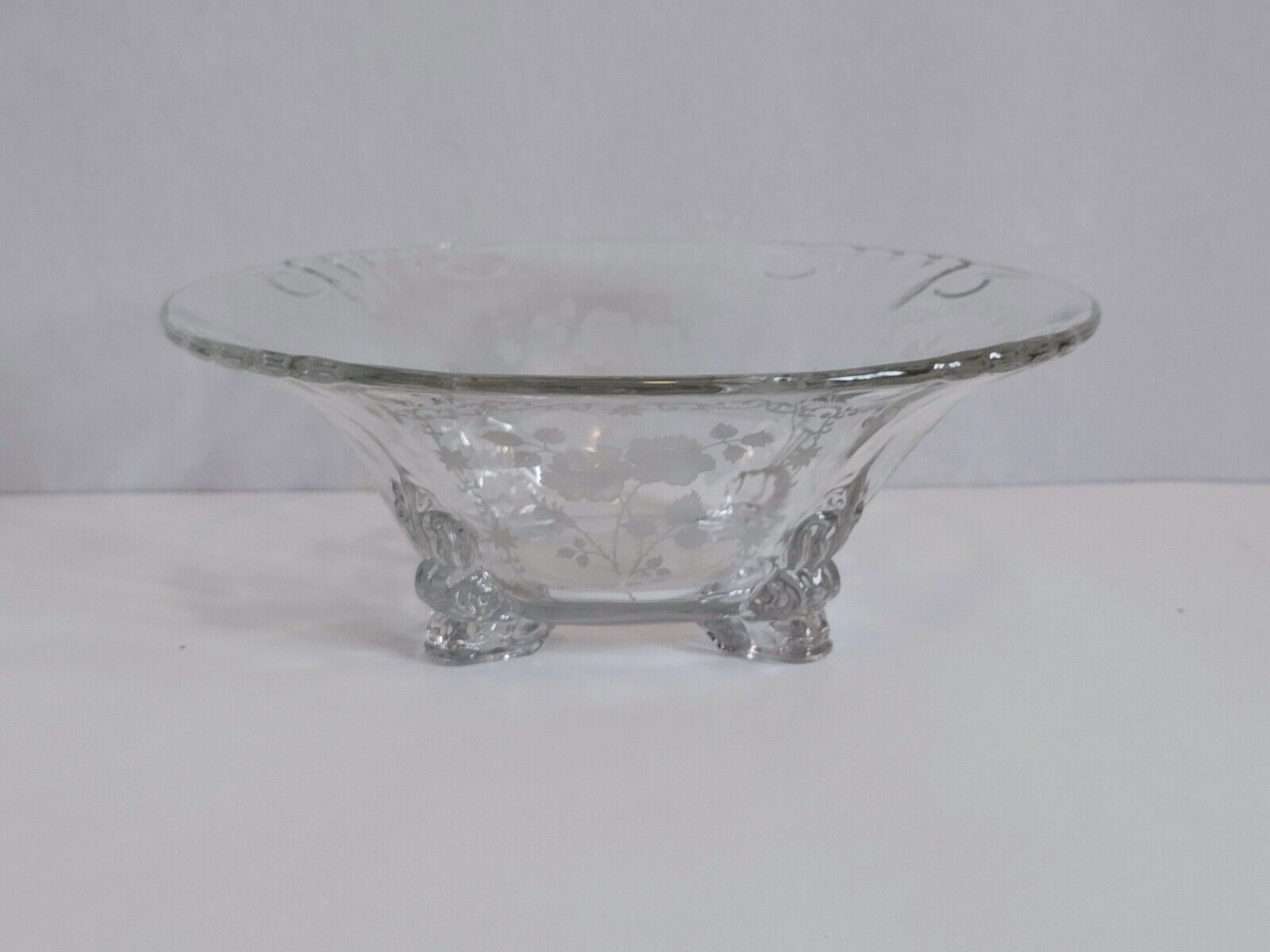 Vintage Fostoria Crystal Four Footed Bowl