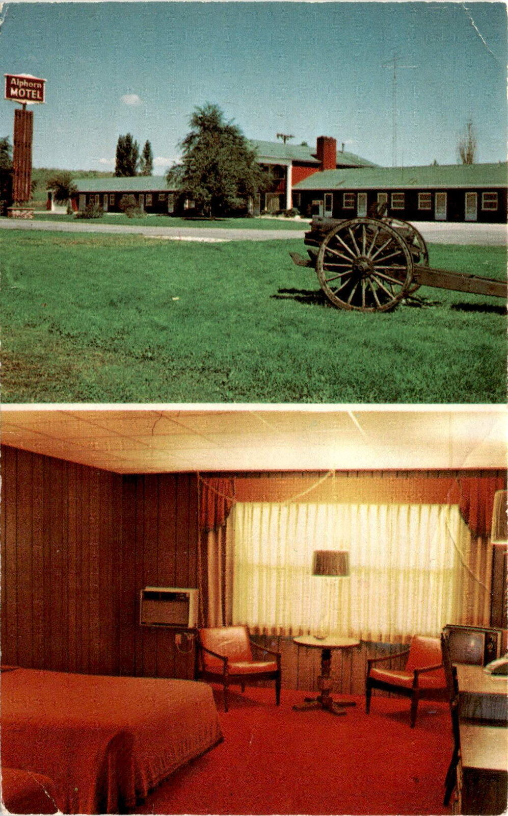 Vintage Alphorn Motel Postcard Monroe Wisconsin H. Holzman