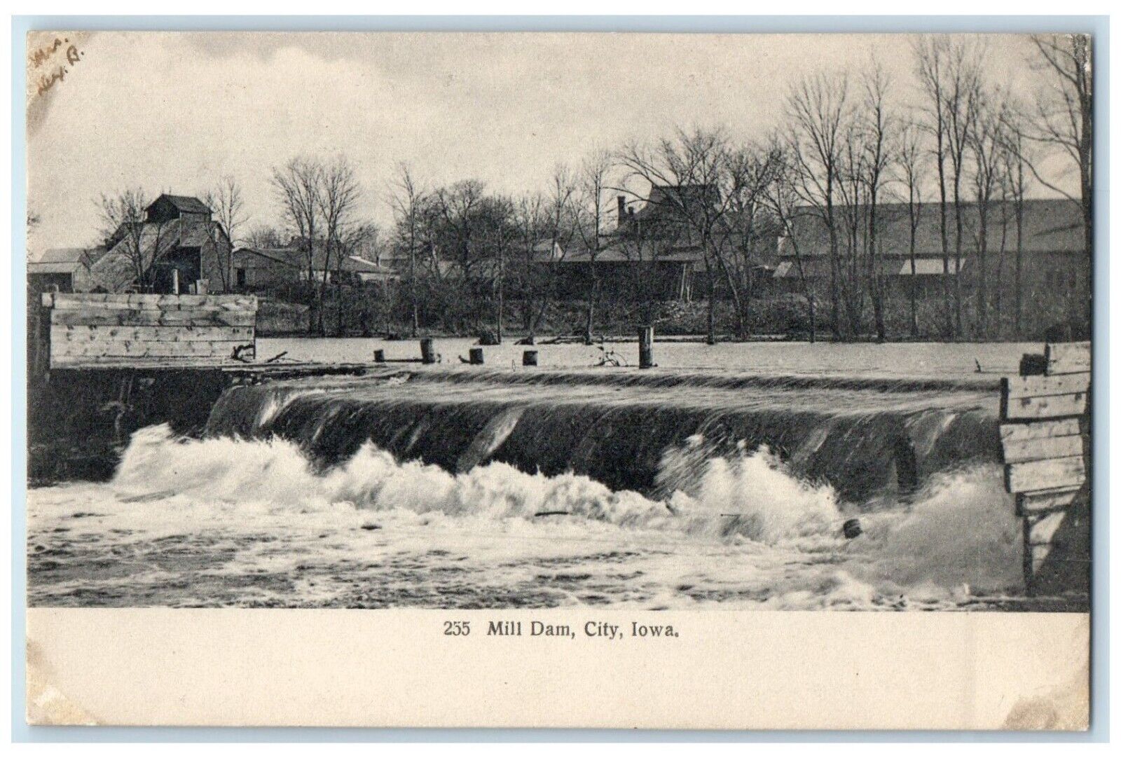 c1905 Scenic View Mill Dam Water City Iowa IA Antique Unposted Vintage Postcard
