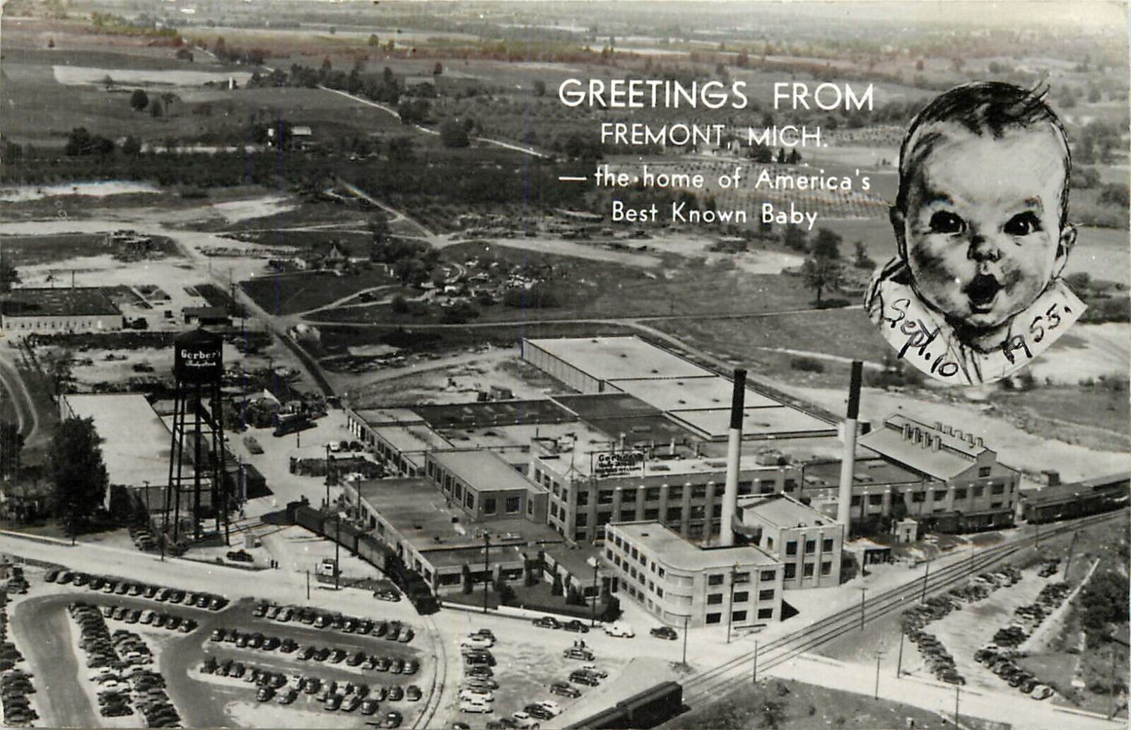 1950s RPPC; Air View of Fremont MI Gerber Baby Food Factory, Newaygo County