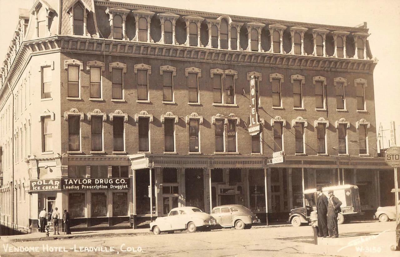 RPPC Leadville, Colorado VENDOME HOTEL Sanborn Photo c1930s Vintage Postcard