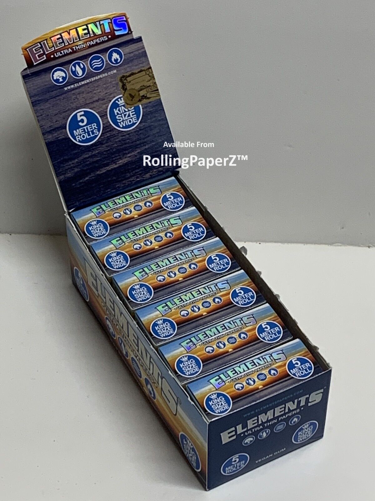 ELEMENTS PAPERS ON ROLLS - KIng Size Wide - 5 Meters length - 12 rolls per box