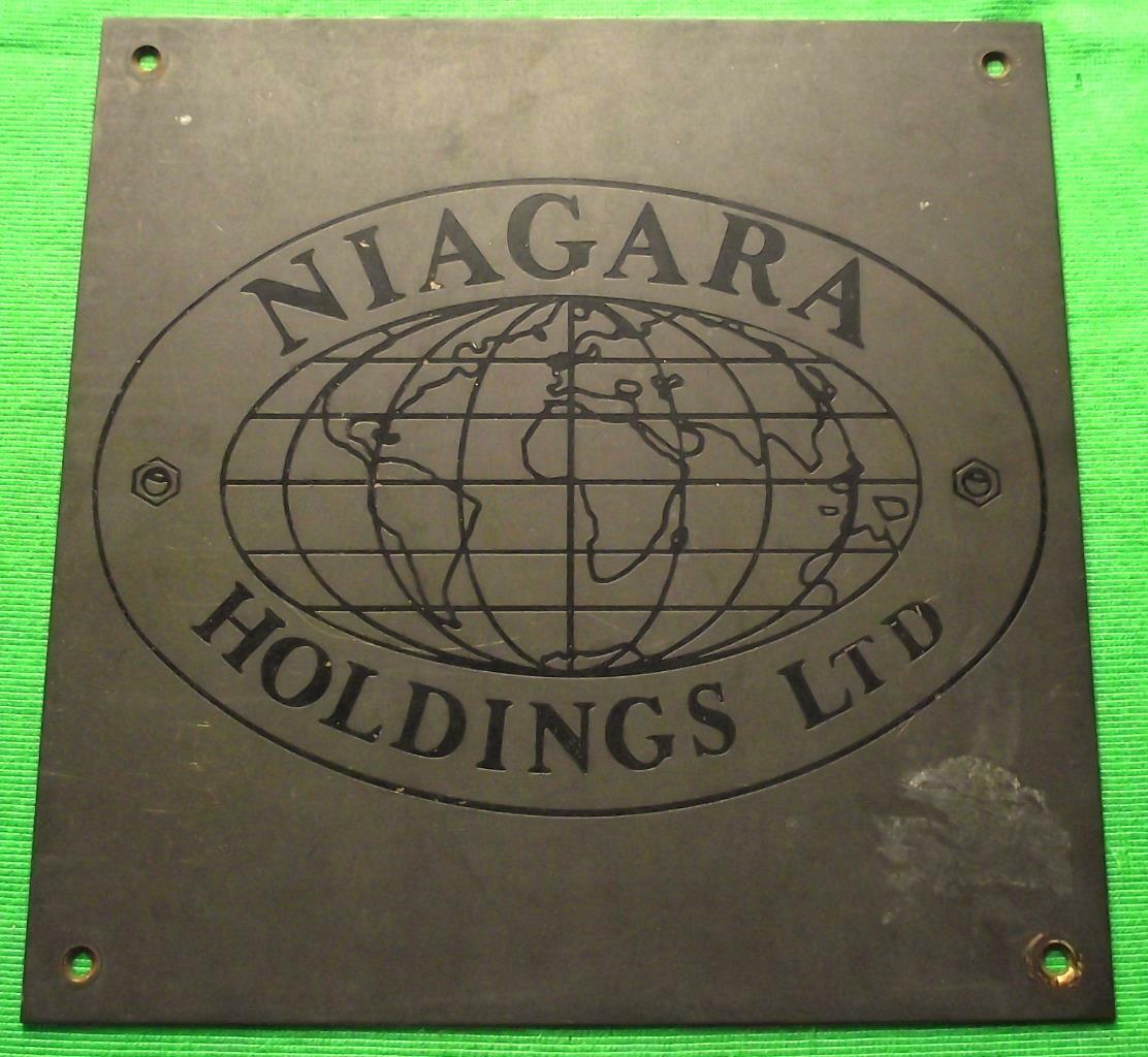 c1930 Brass Bronze Niagara Holdings World Globe  Antique Sign Plaque  12