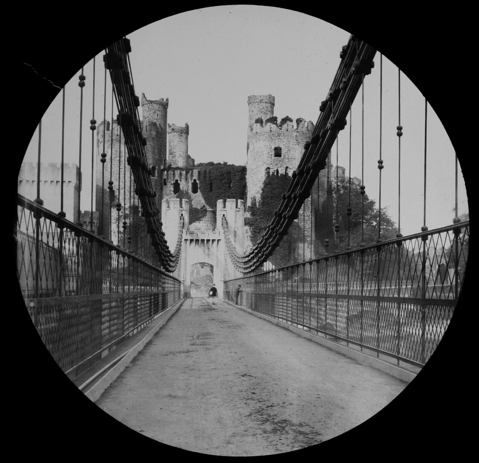 INTERESTING VIEW OF CONWY CASTLE WALES C1890 PHOTO Magic Lantern Slide