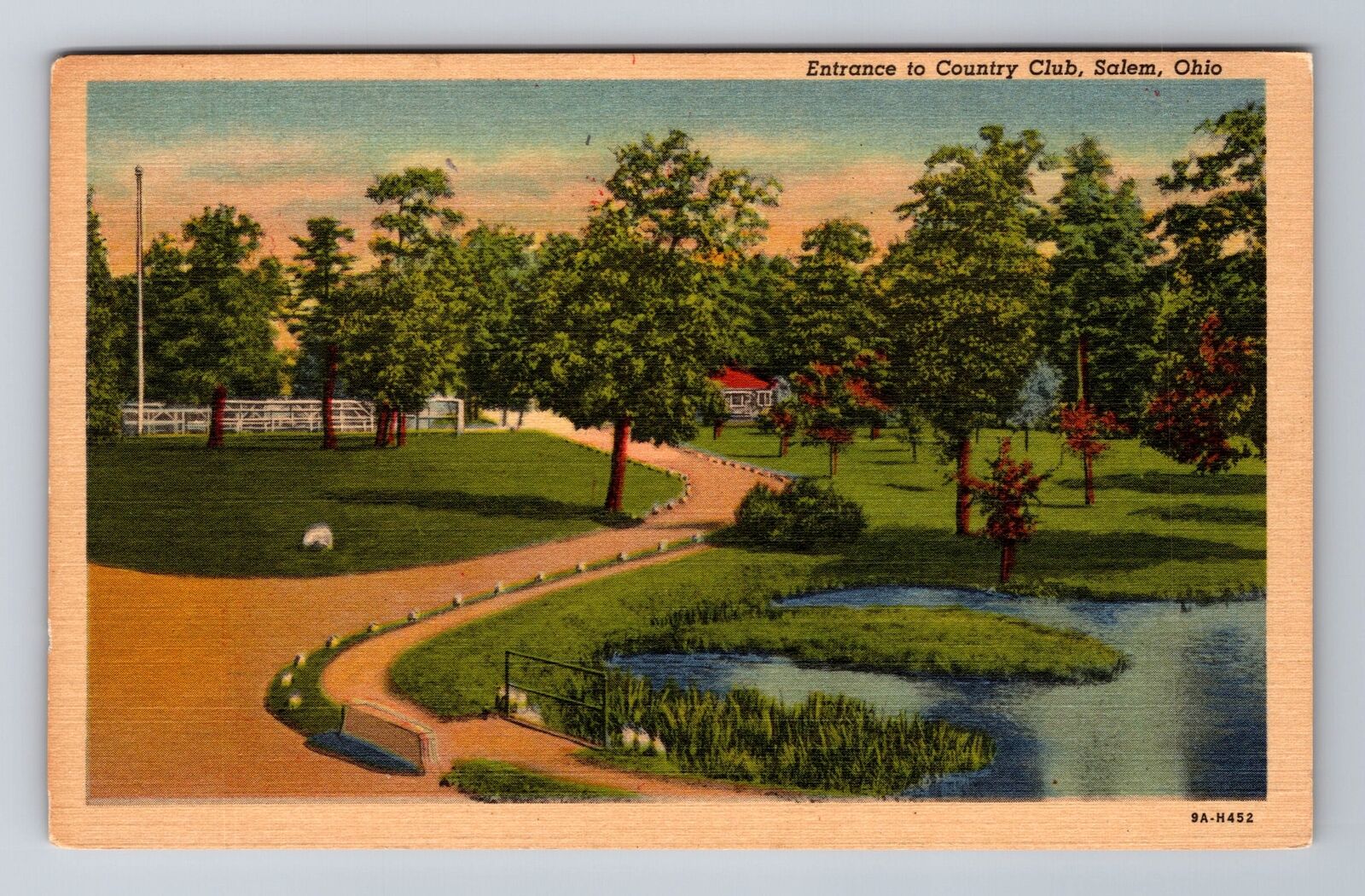 Salem OH-Ohio, Entrance To County Club, Antique, Vintage Souvenir Postcard