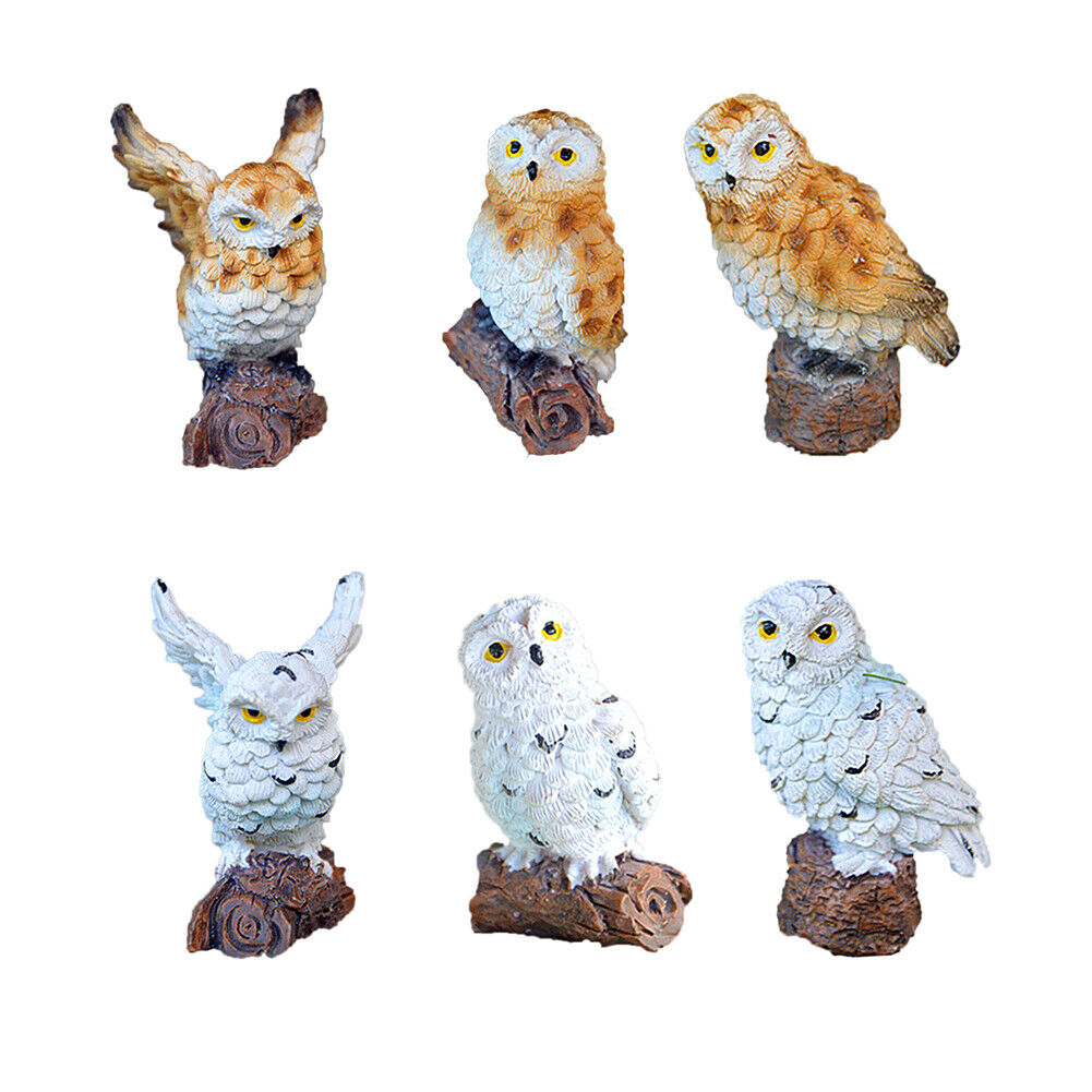 Owl Figurine Miniature Animal Figure Tiny Bird Statue Resin Terrarium Decor