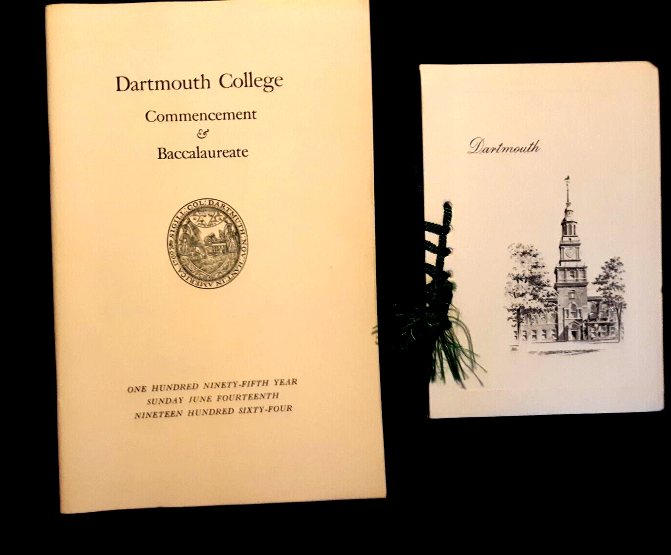 DARTMOUTH COLLEGE 1964 Commencement & Baccalaureate Ephemera Senior Class Book