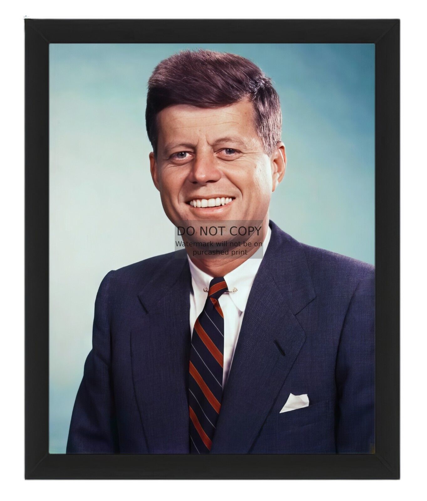 PRESIDENT JOHN F. KENNEDY OF THE USA SMILING PORTRAIT 8X10 FRAMED PHOTO