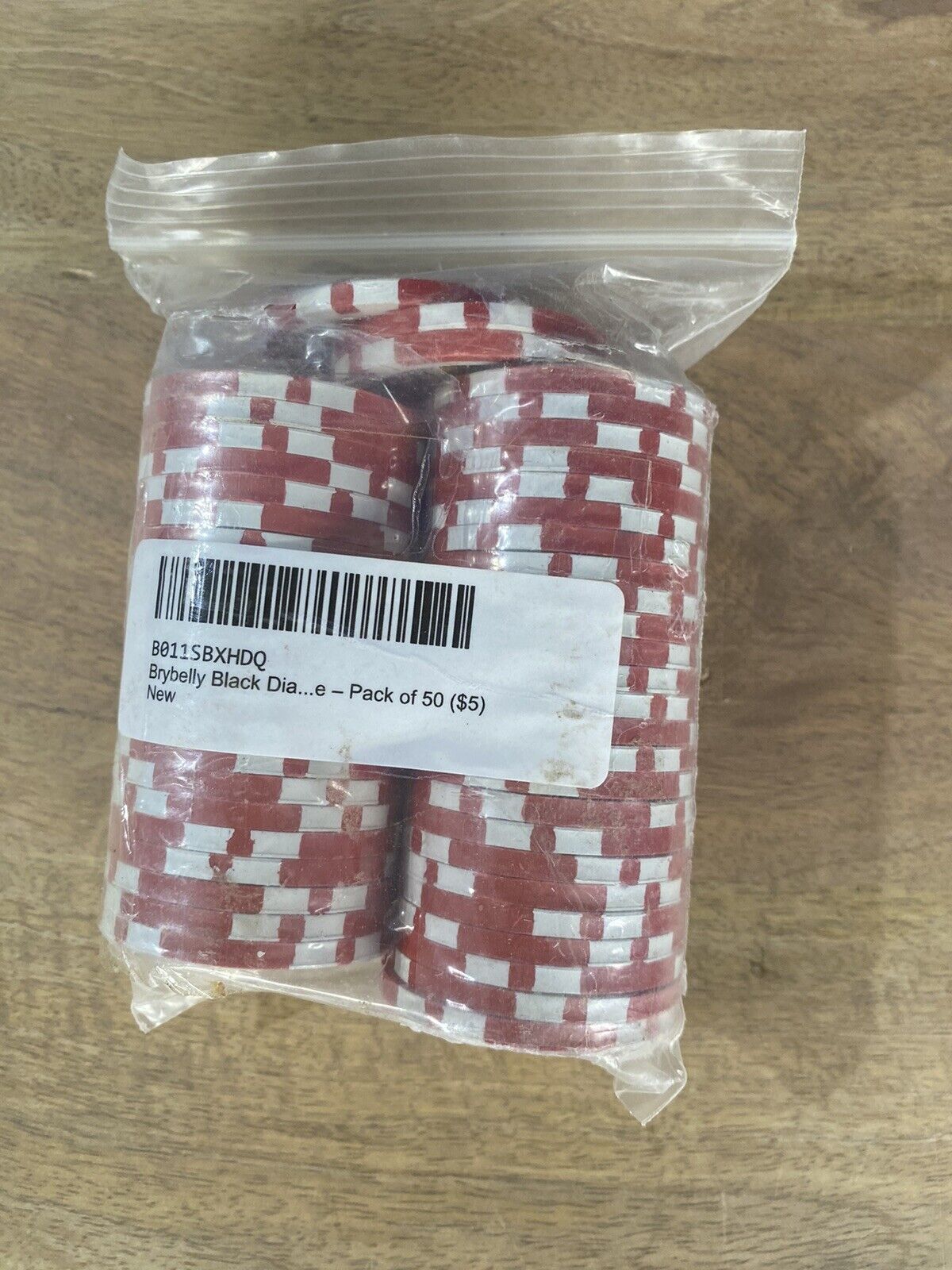 50 Red $5 Black Diamond Poker Chips - NEW SEALED