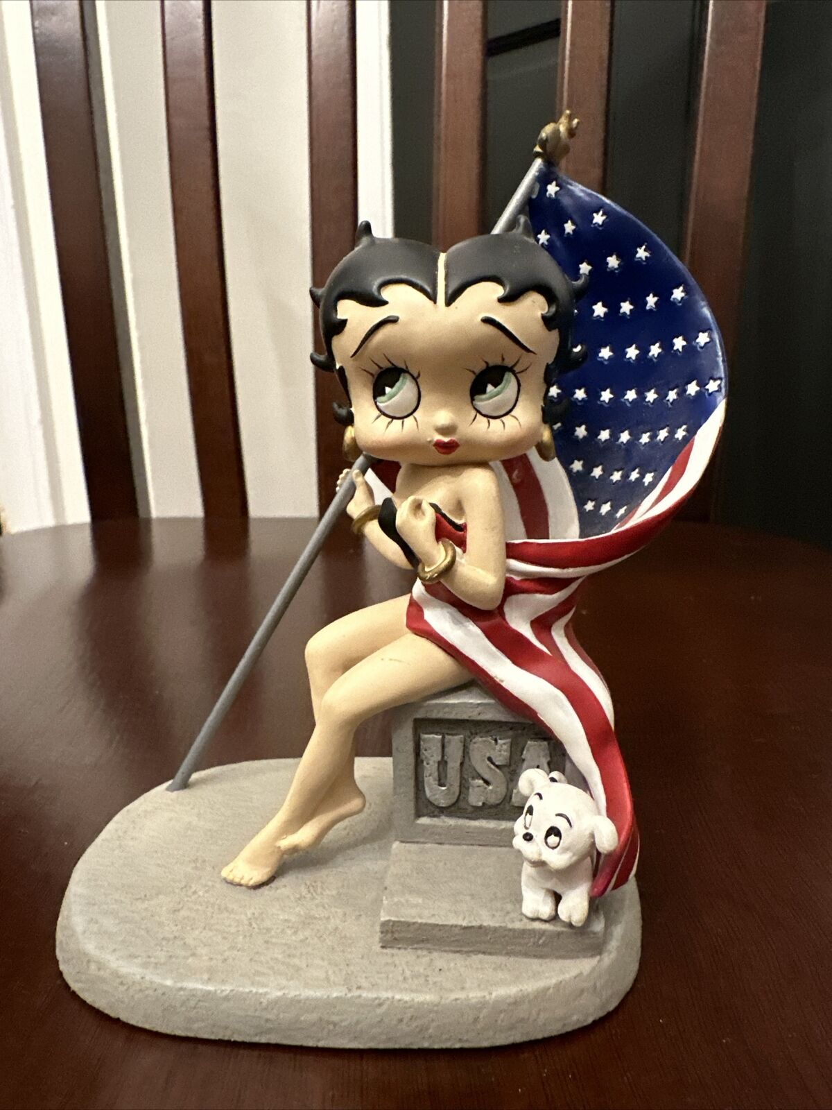 2002 Westland Giftware Betty Boop Figurine American Flag God Bless America #6942