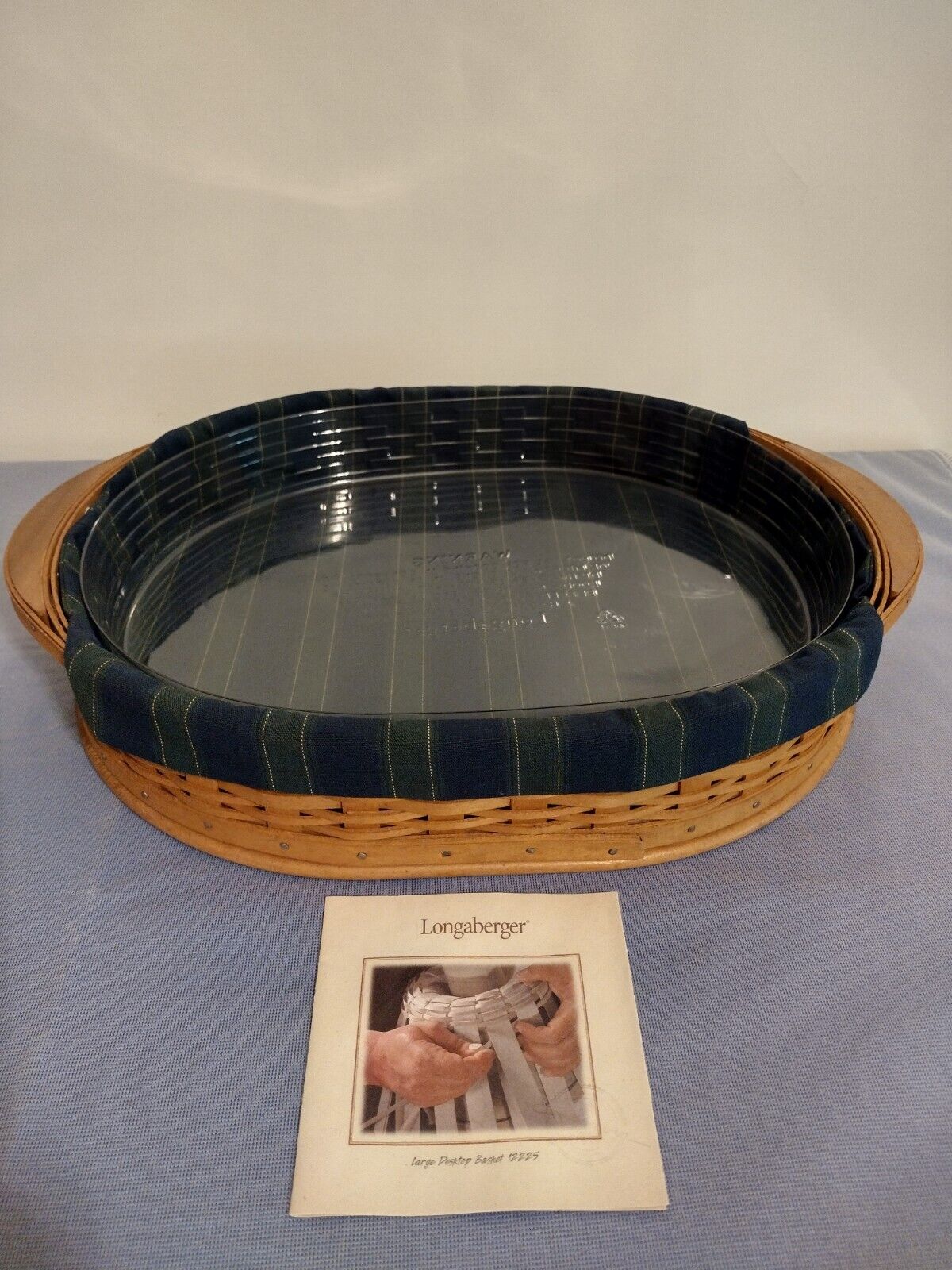 Longaberger 2004 Collectors Club Tea Tray Basket w/ Fabric & Protective Liner