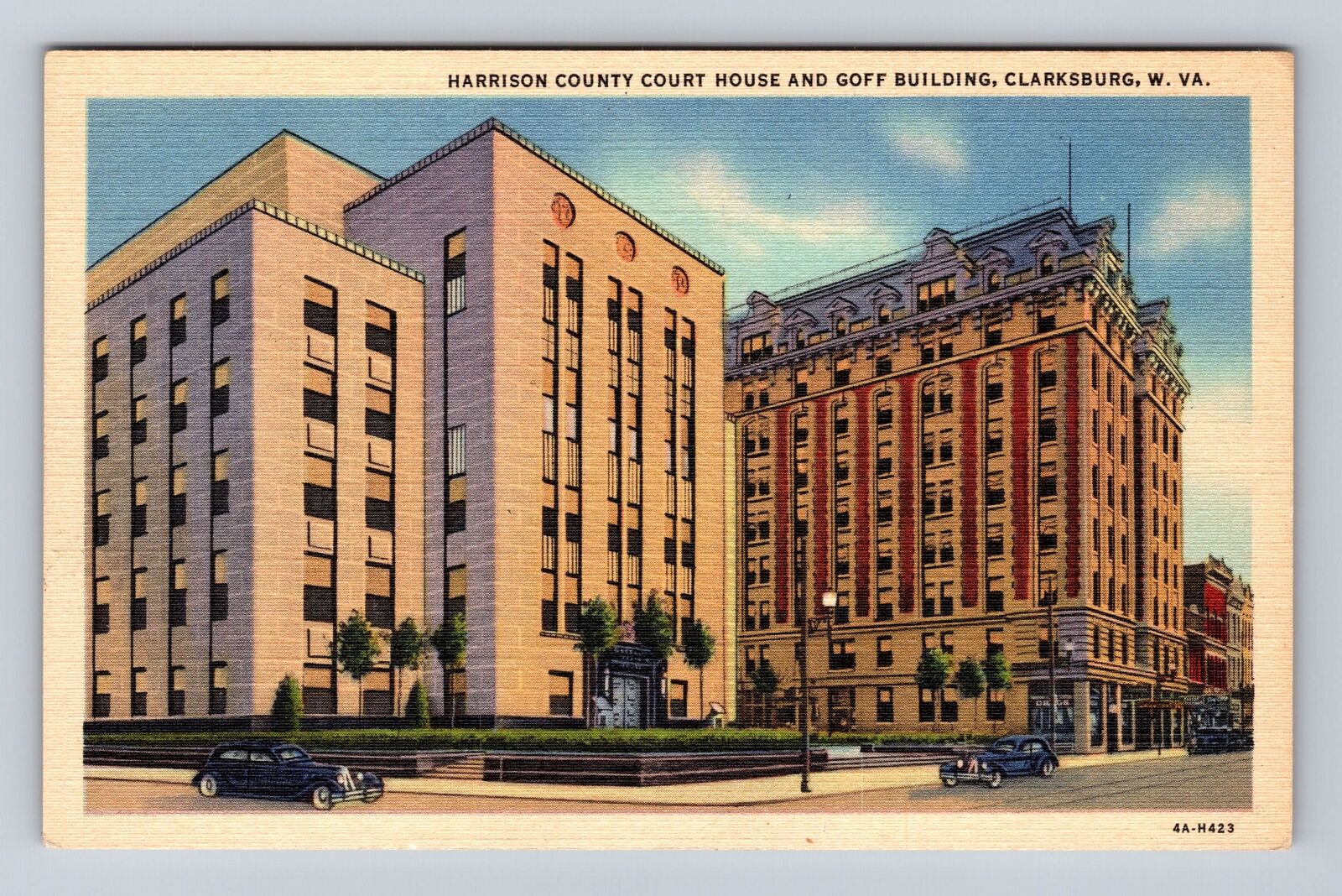 Clarksburg WV-West Virginia, Court House And Goff Building, Vintage Postcard