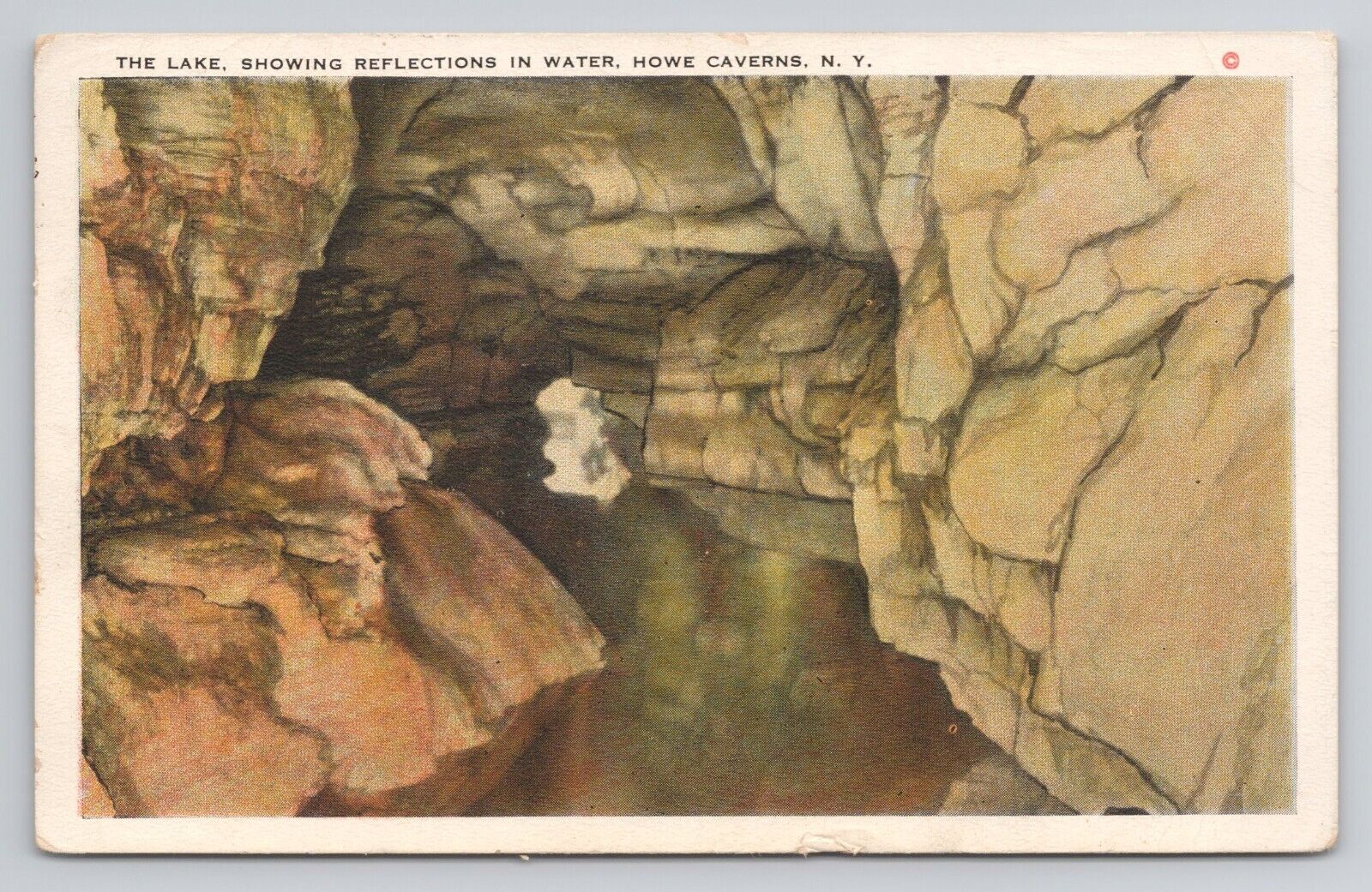 Postcard The Lake Showing Reflections in Water Howe Caverns New York 1929