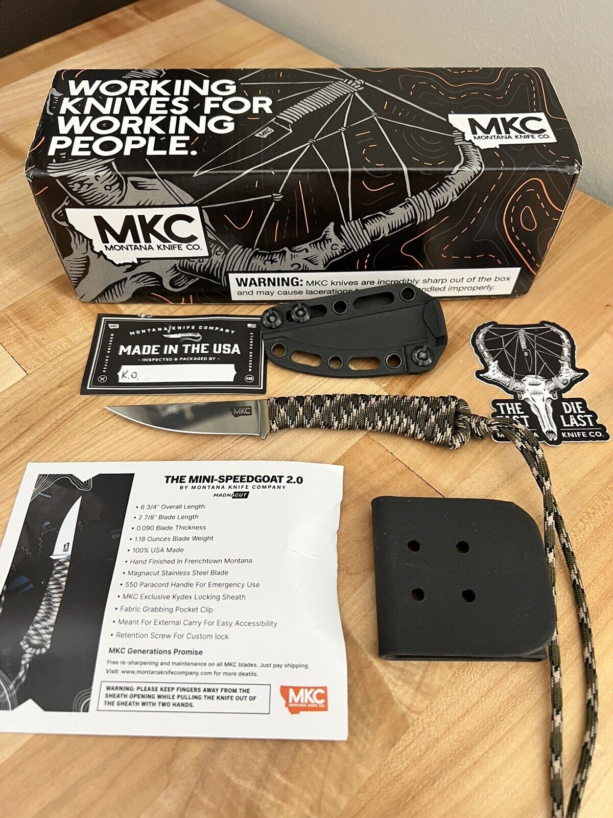Montana Knife Company (MKC) Mini Speed Goat Magnacut,  Forest, Brand New