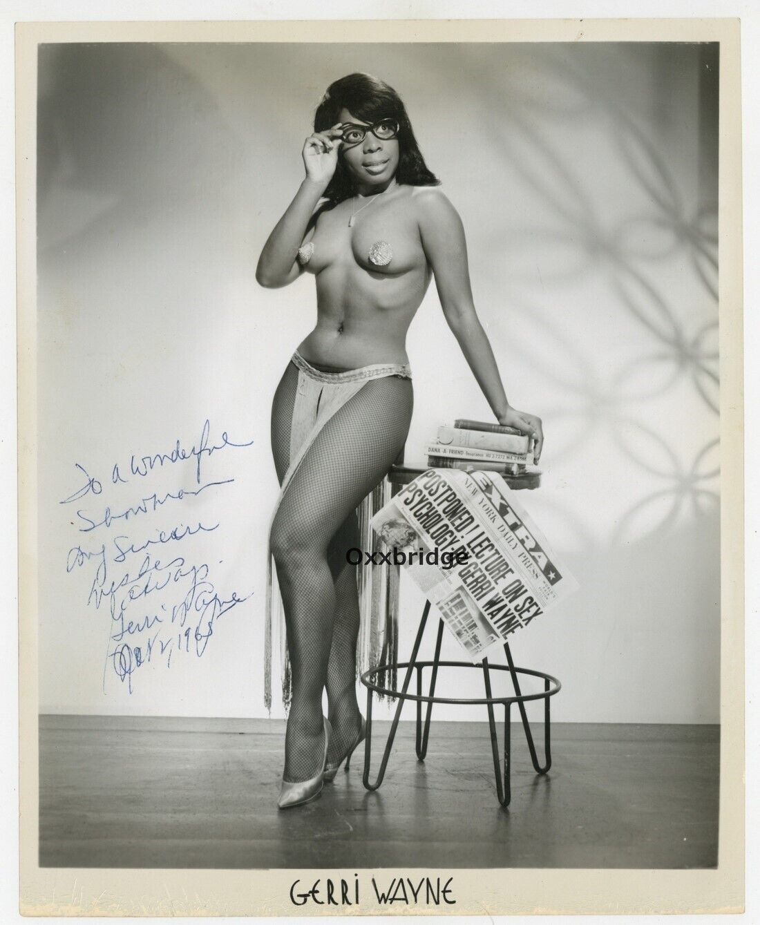 Gerri Wayne 1965 Black Burlesque Star 8x10 Photo Signed Ebony African American
