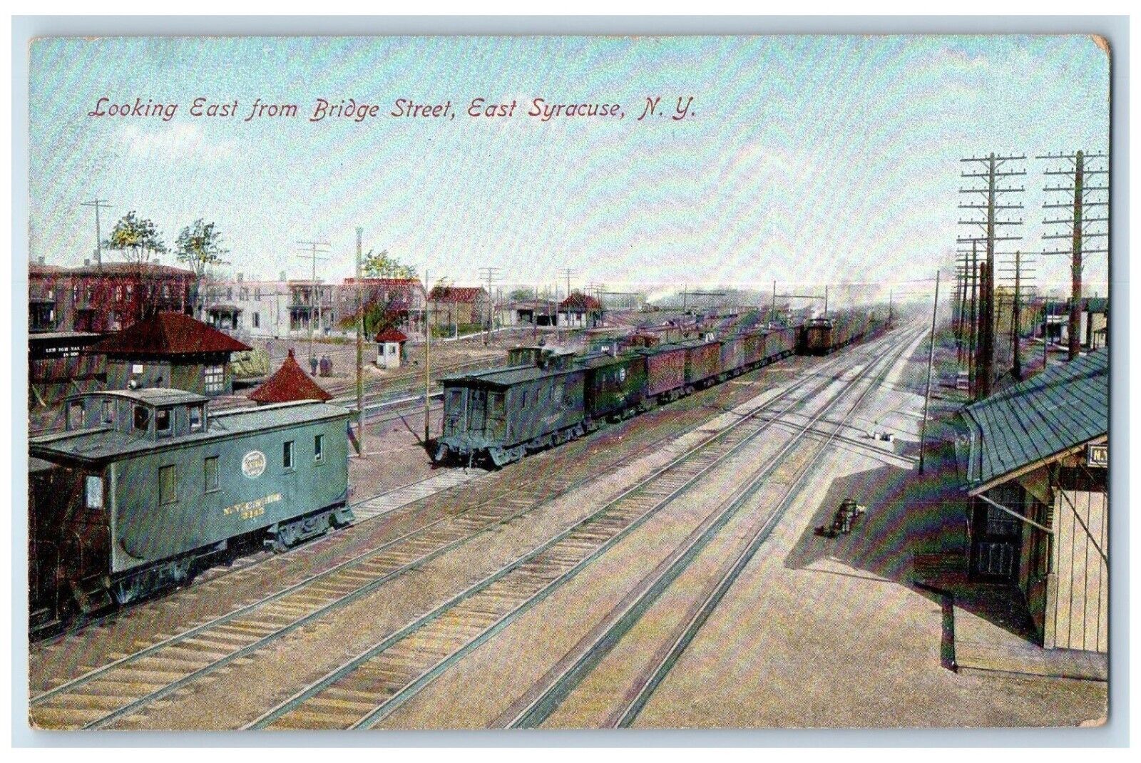 c1910's Looking East From Bridge Street East Railroad Syracuse NY Postcard