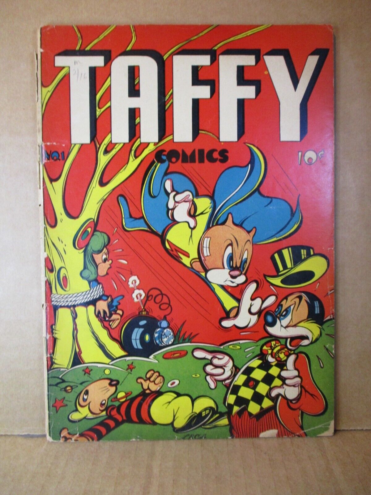 Taffy Comics 1 RARE L.B. Cole 1945 Bondage & Bomb C. Funny Animal C/S Rural Home