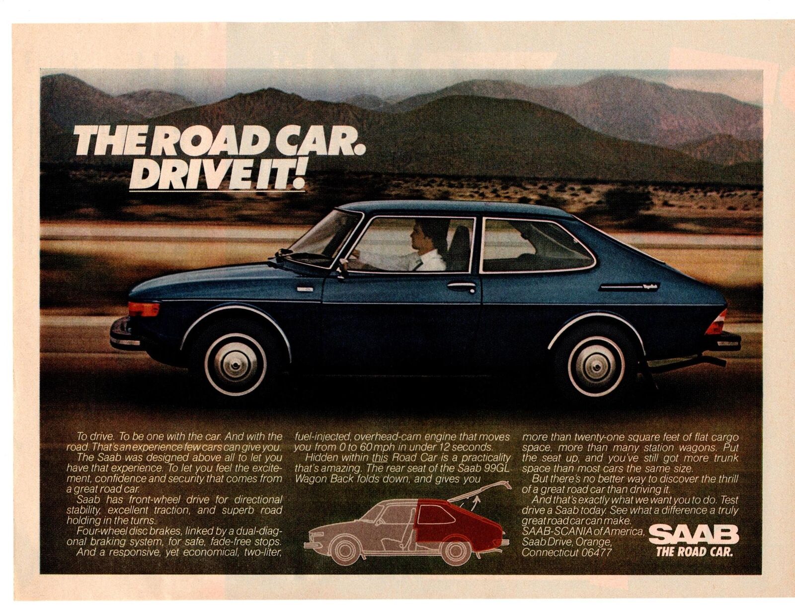 1976 Saab Scania Of America 99GL Wagonback Road Car 0 To 60 12 Seconds Print Ad