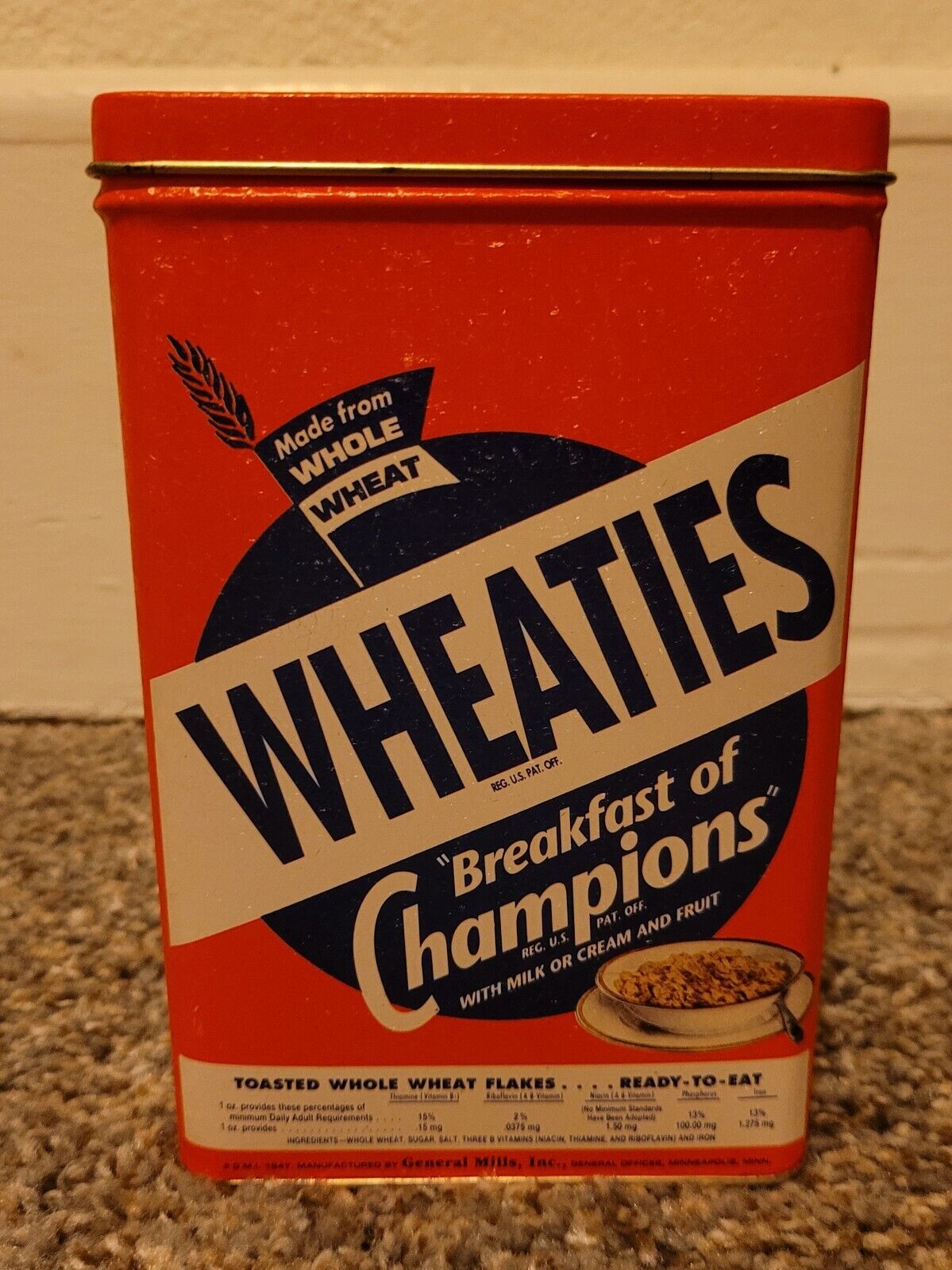 1993 Wheaties Tin Box Breakfast of Champions Cereal Tin L 4.5