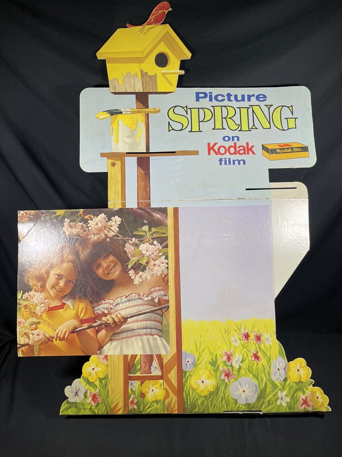 Vintage 1970s Kodak Film Spring Store Display Standee Cardboard Sign Poster 33”
