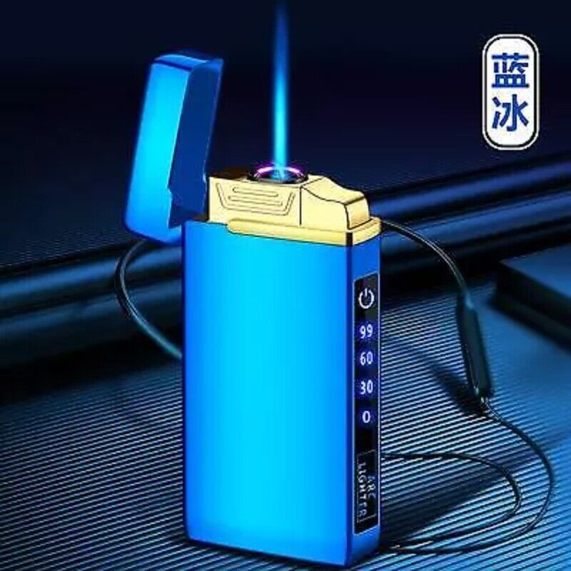 New Windproof Metal Dual Plasma Arc Lighter Jet USB Torch Lighter Gas Electric