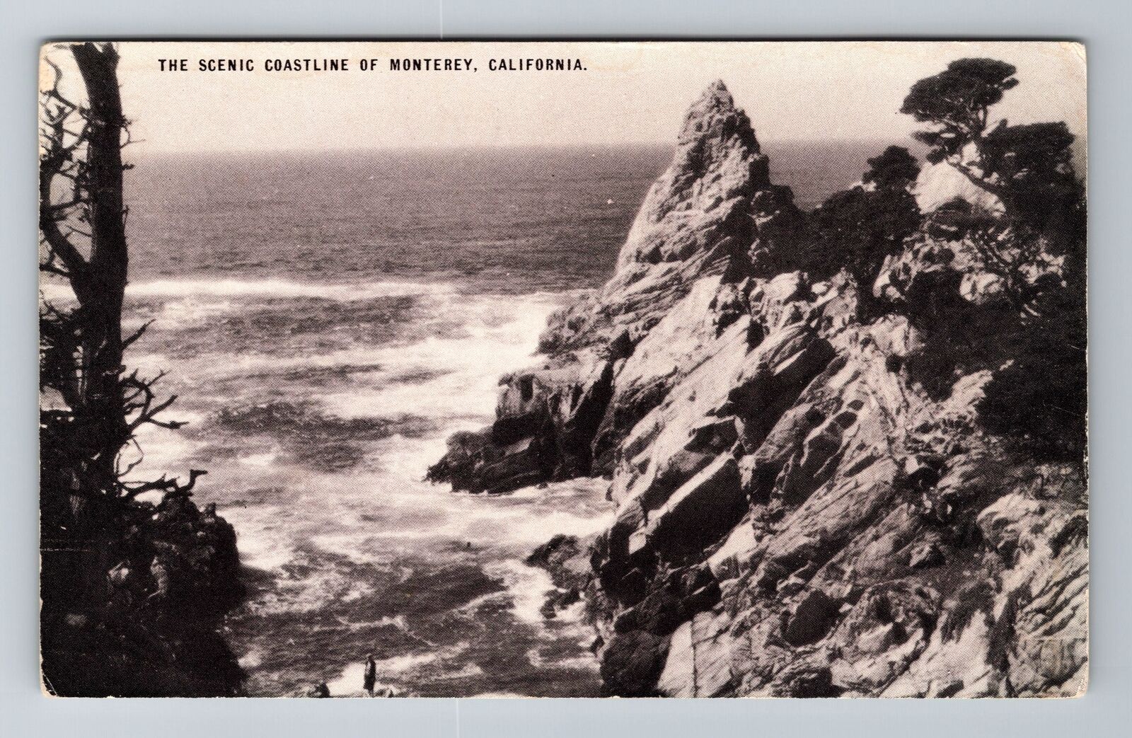 Monterey CA-California, Scenic Coastline, Aerial, Antique, Vintage Postcard