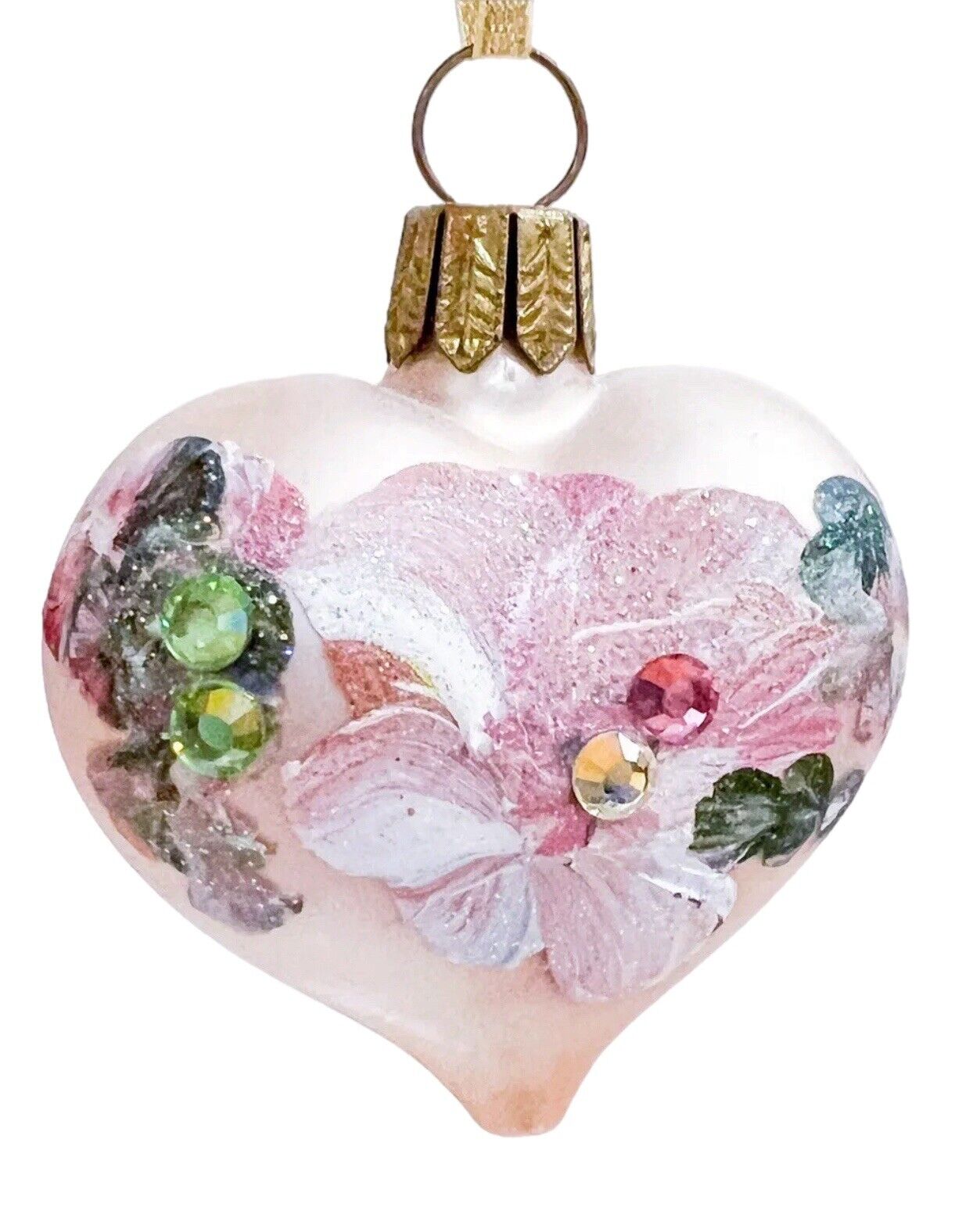Vintage NATALIE SARABELLA Mini Heart Shape Floral German Ornament
