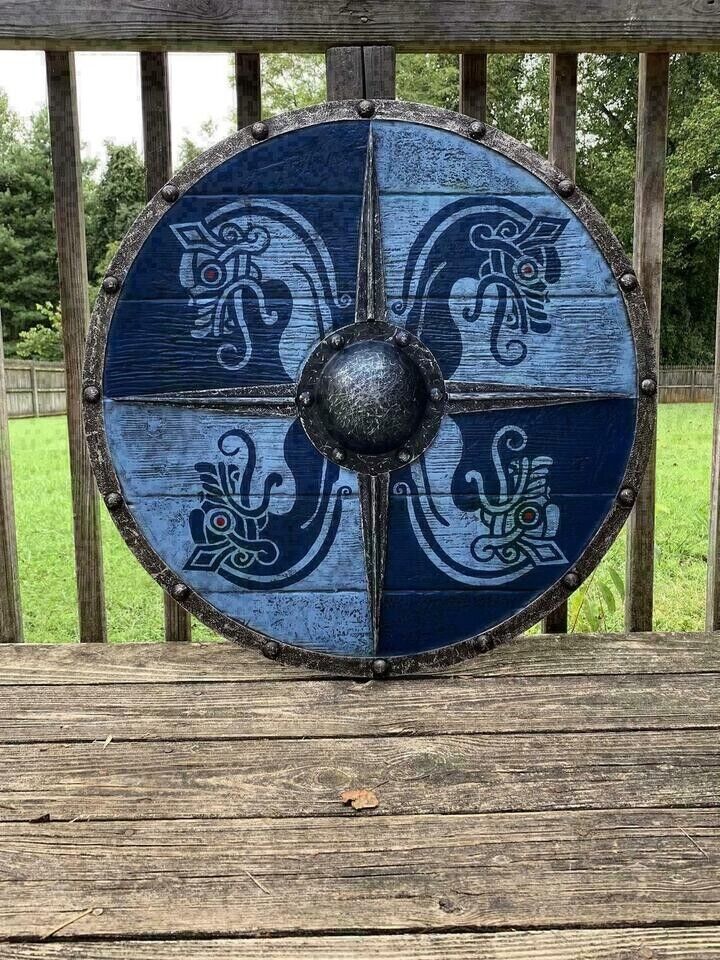 New Handmade Medieval Dragon Wooden Viking Shield Round Shield Best Gift