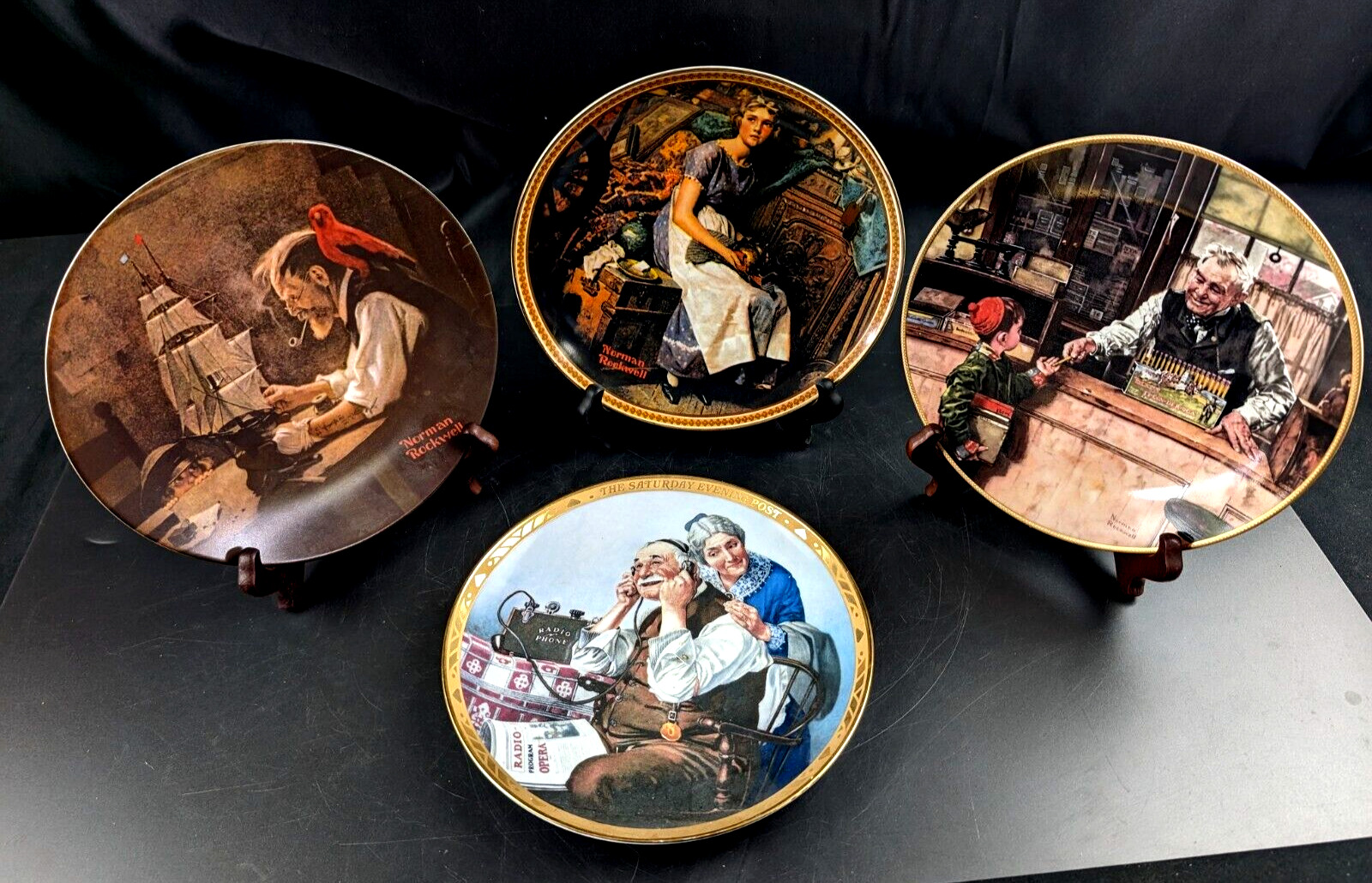 (Lot of 4) Norman Rockwell Collectors Plates, Knowles and Hamilton Collection