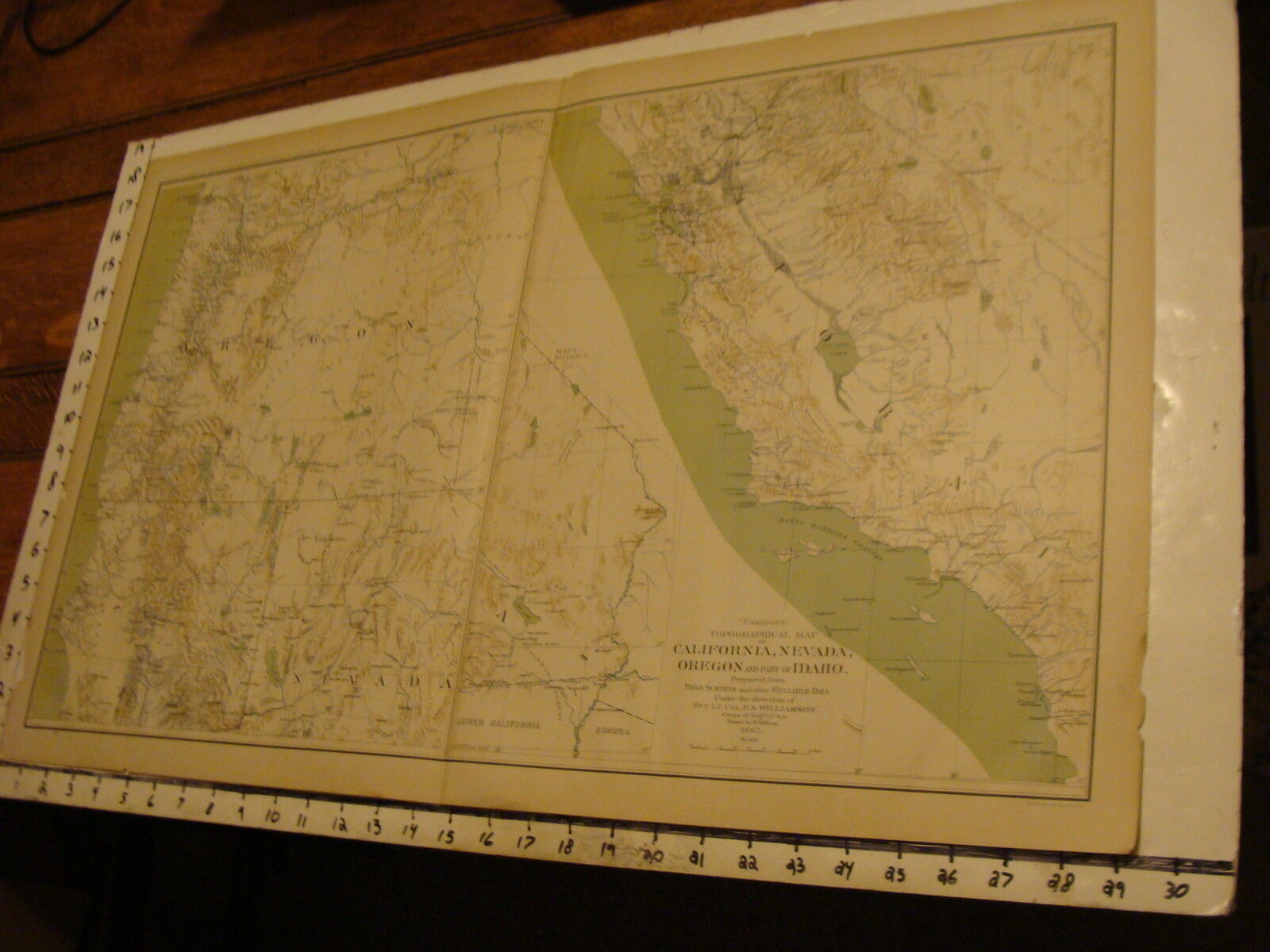 1890's Vintage CIVIL WAR MAP: General Topo CALIFORNIA, Nevada, Oregon, Idaho