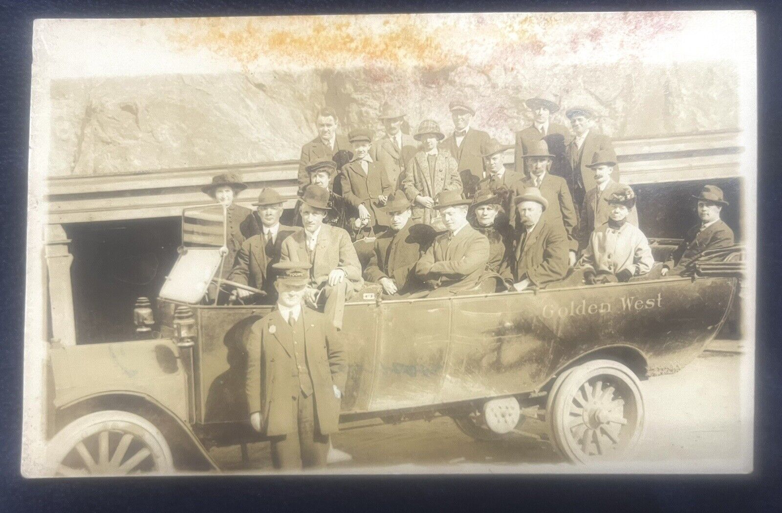 RPPC Los Angeles California 1910’s Golden West Tours Driver & Passengers RARE