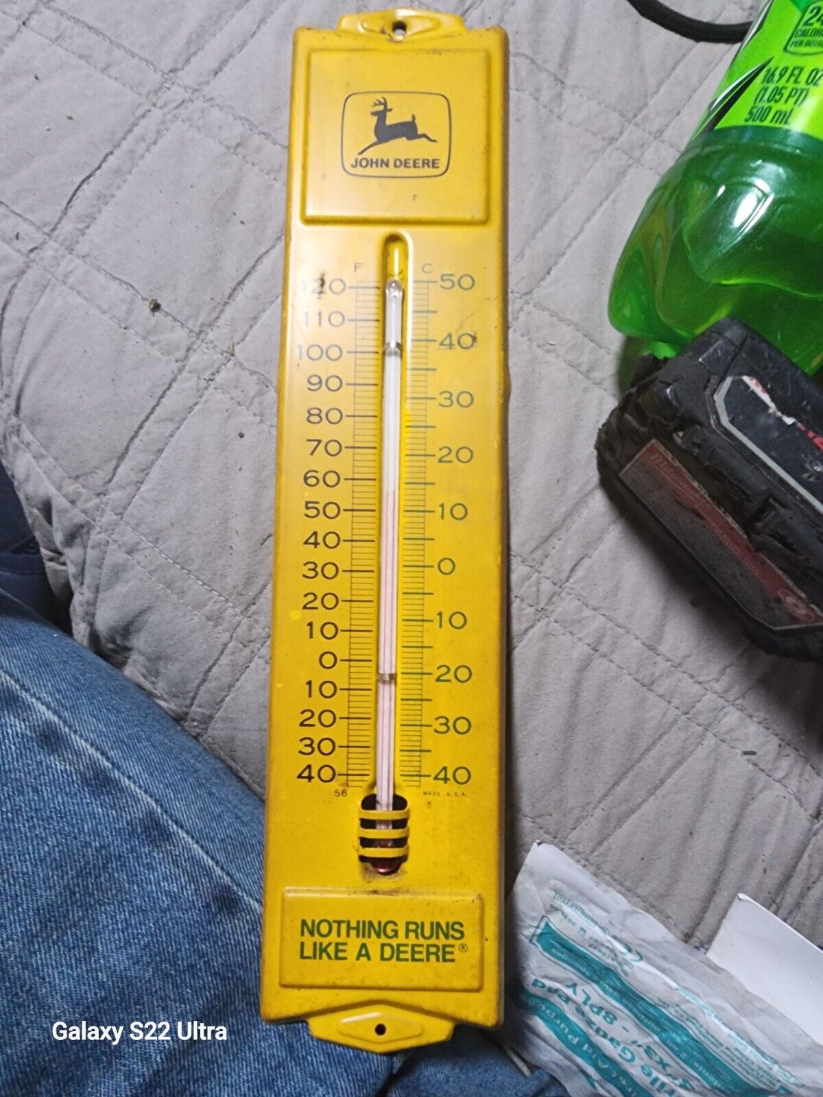 Metal Vintage John Deere Thermometer Metal Working Tube