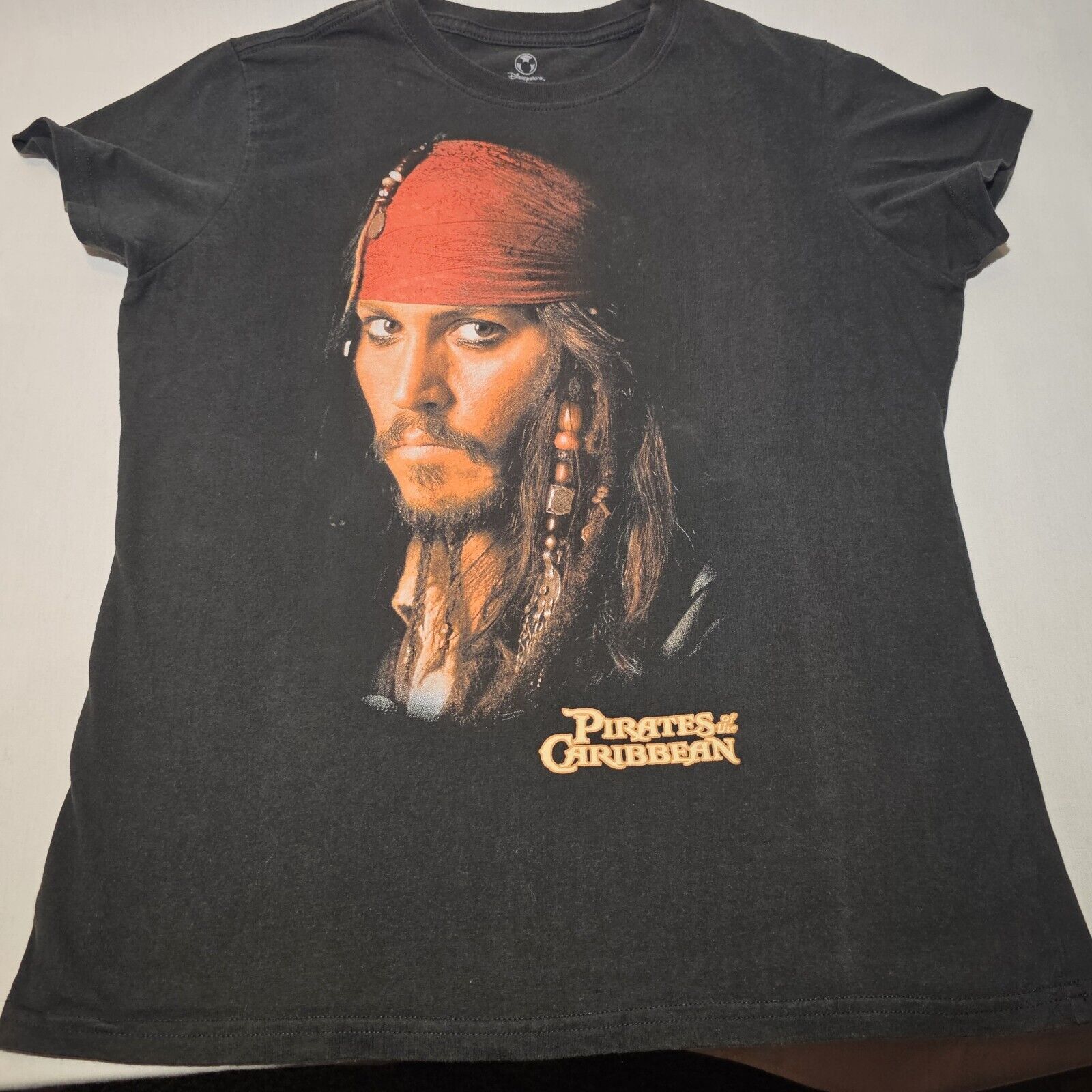DISNEY VTG 2004 Pirates of the Caribbean Johnny Depp Movie Promo T Shirt L RARE