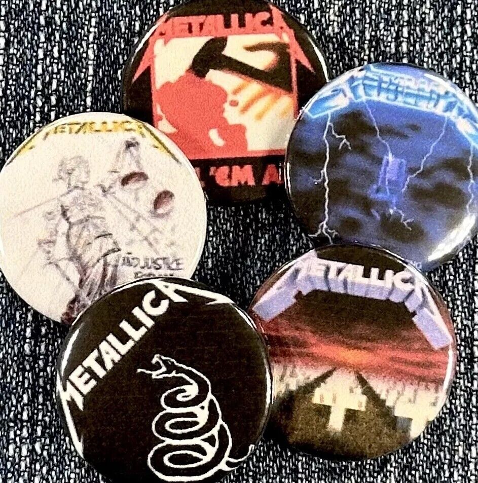 METALLICA Pinback Buttons 80\'s Heavy Metal Hard Rock Band Music 1\