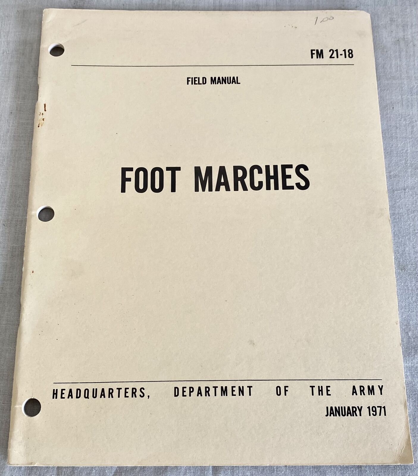 US Military Issue \'Foot Marches\', January 1971 Field Booklet