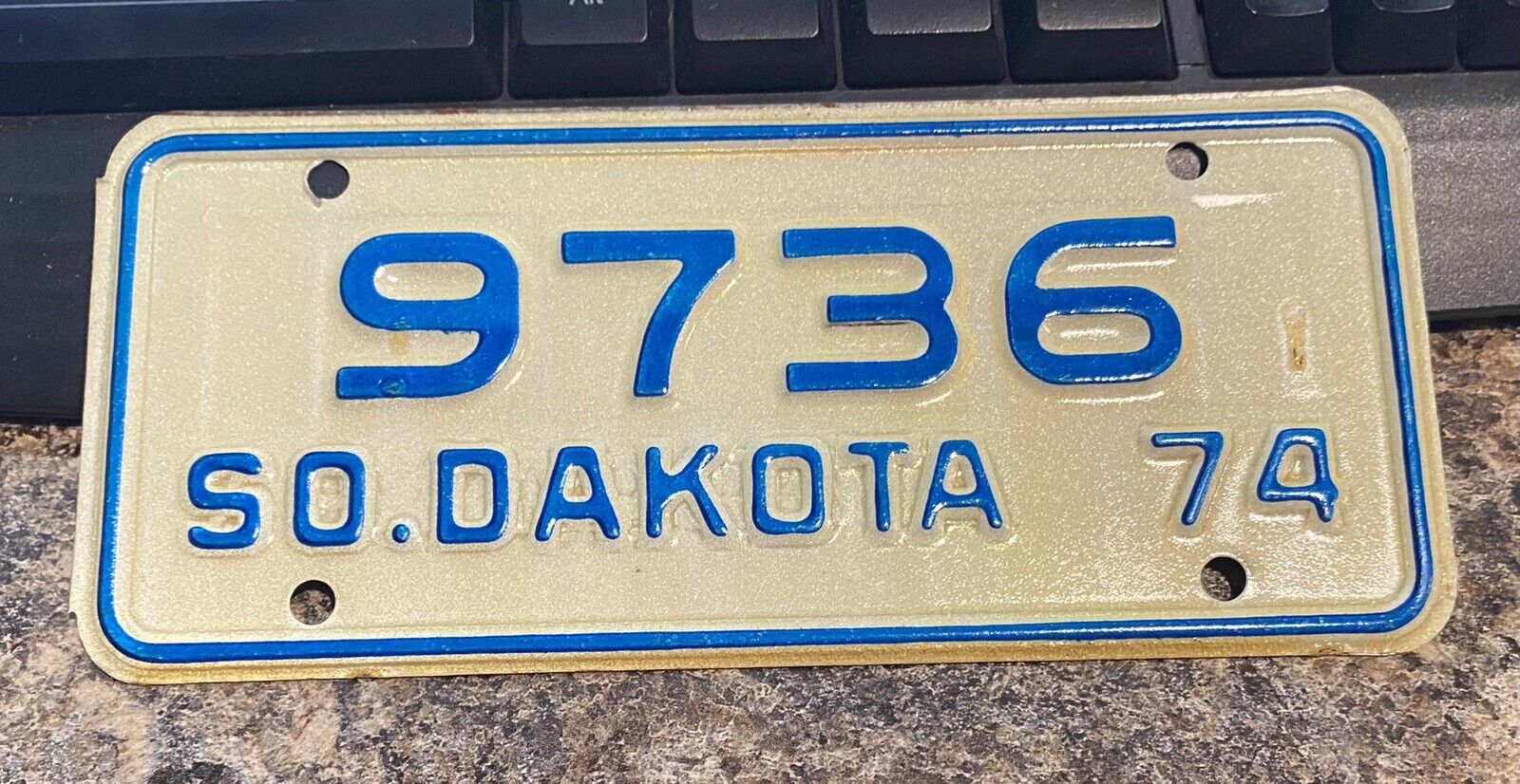 1974 South Dakota motorcycle license plate - Good Shape