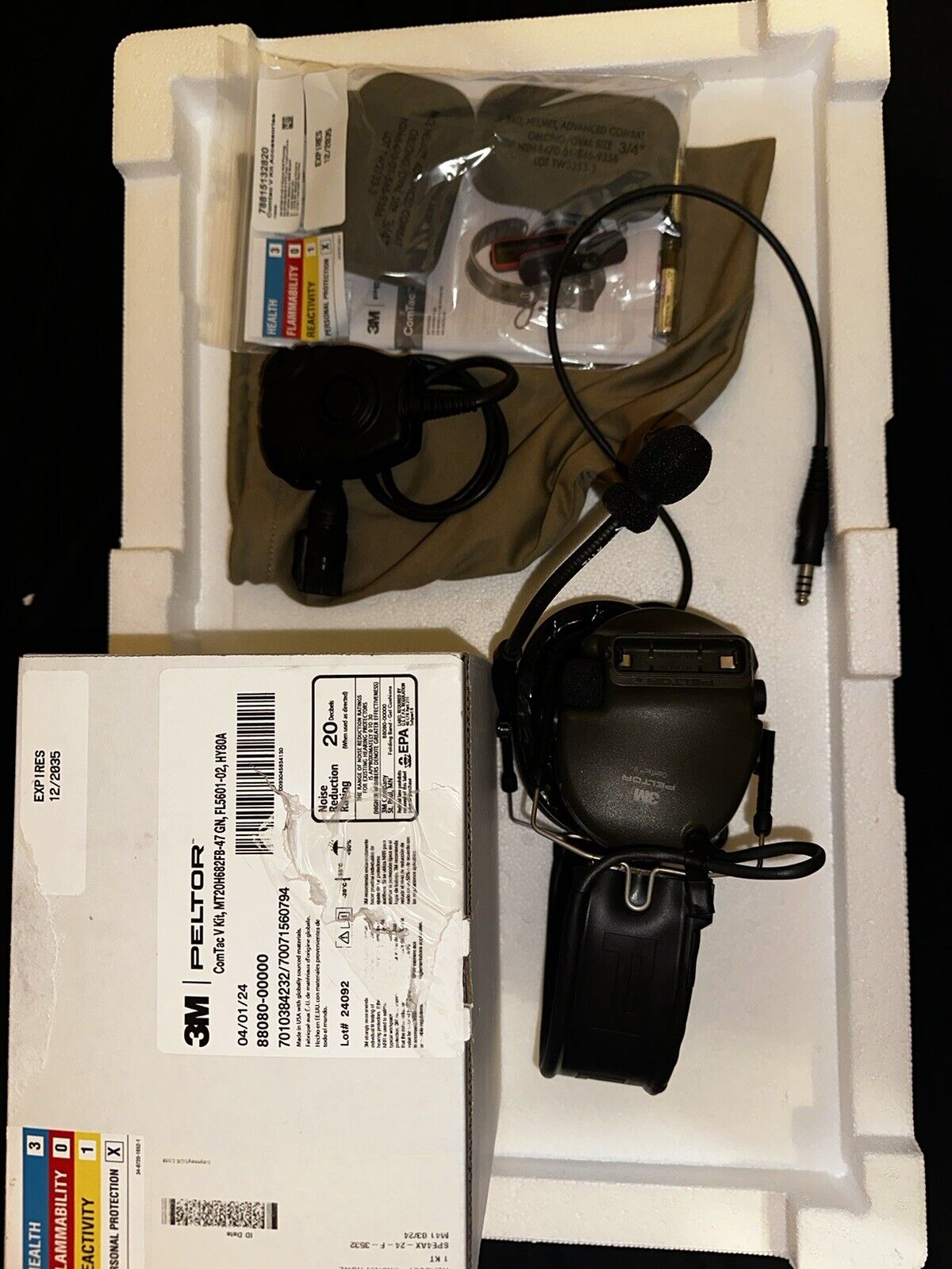 3M Peltor Olive Drab Comtac V Single Comm Headset w/ Gel Cups & Bag