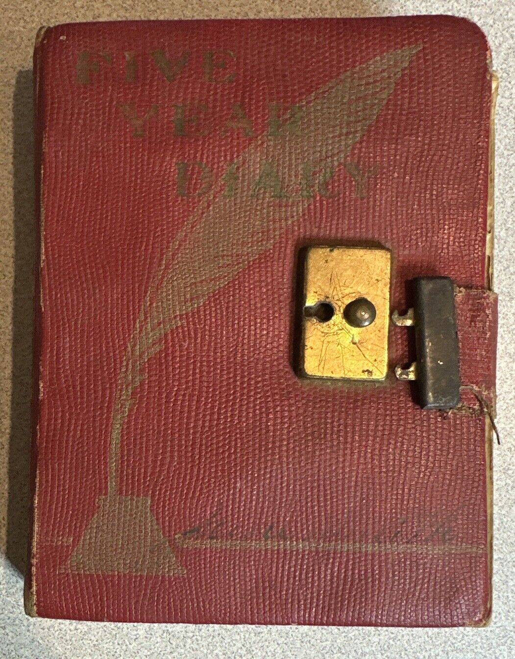 Vintage Five Year Diary with Lock No Key 1940s Military WWII Partially Completed