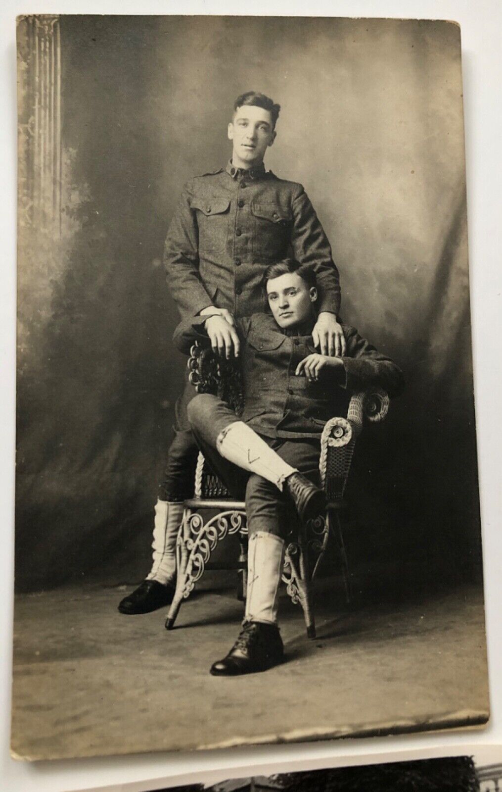 Antique RPPC Photograph WW1 Military Men Gay Int Affection