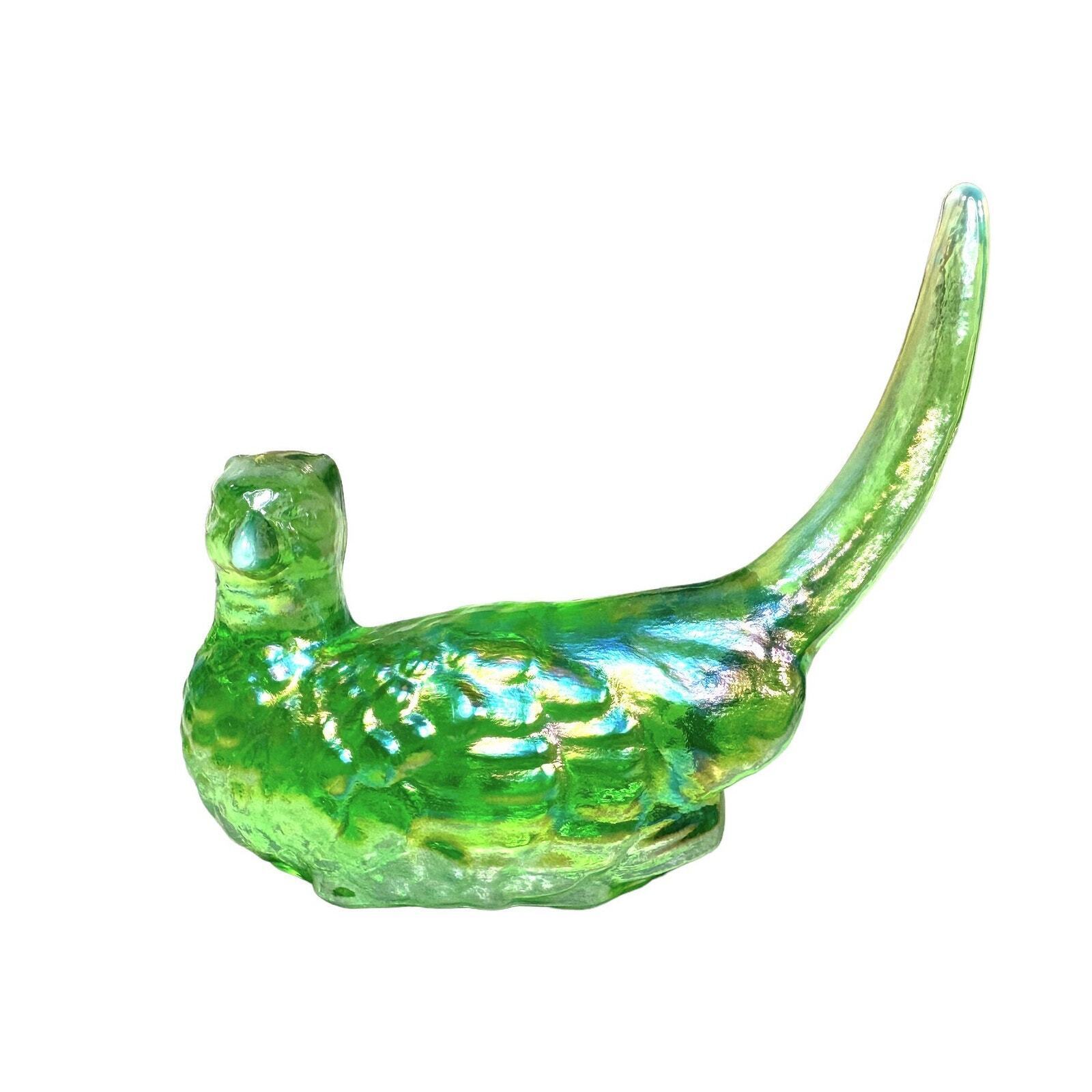 Vintage Mosser Glass Company Iridescent Green Glass Pheasant Bird