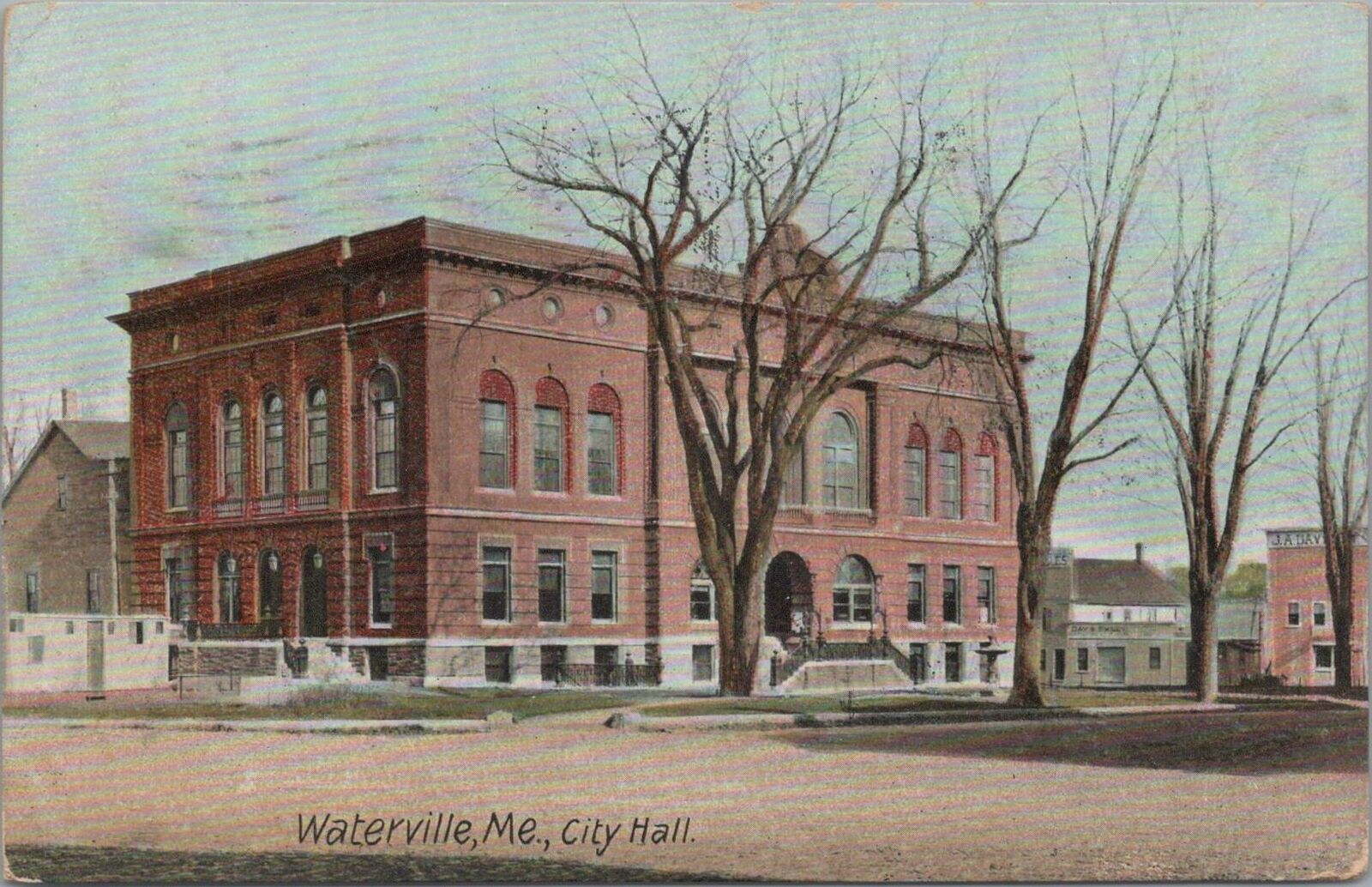 Postcard City Hall Waterville ME Maine 