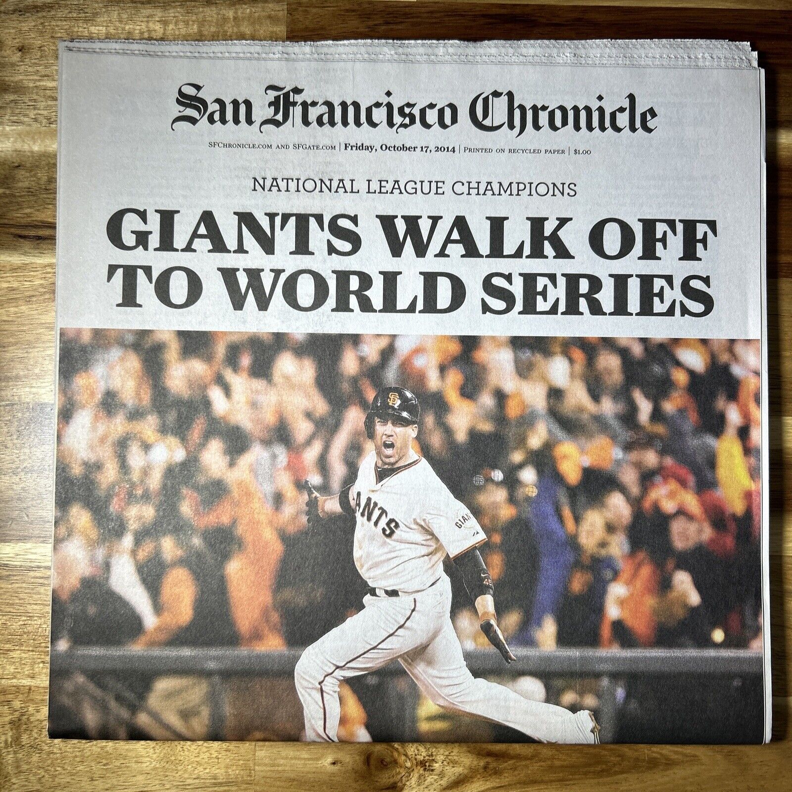 SF Giants San Francisco Chronicle NLCS 2014 Walk-off win 10/17/14 newspaper rare