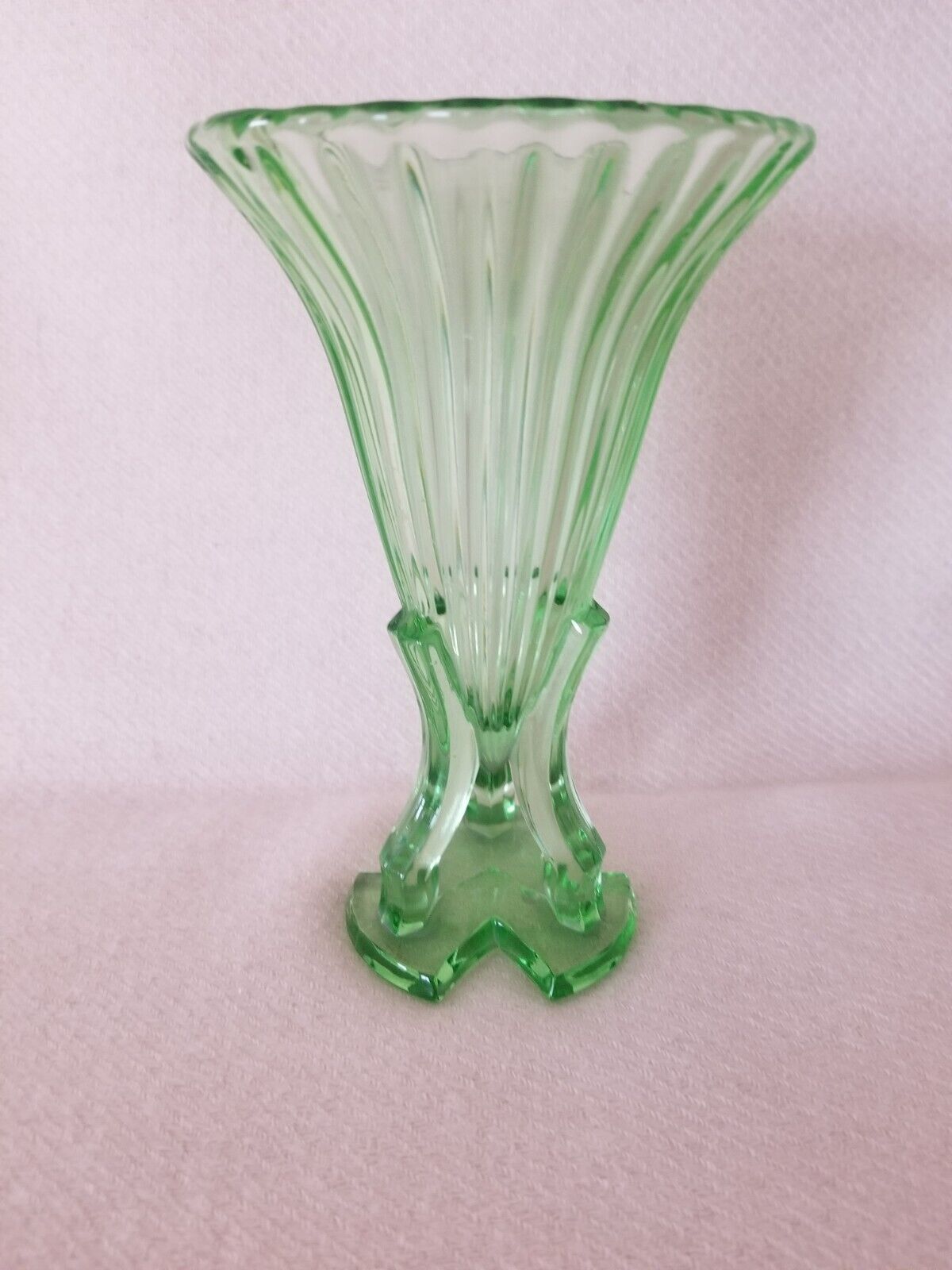 Vintage Art Deco Green Glass Rocket Vase Czech 1930's 6.5