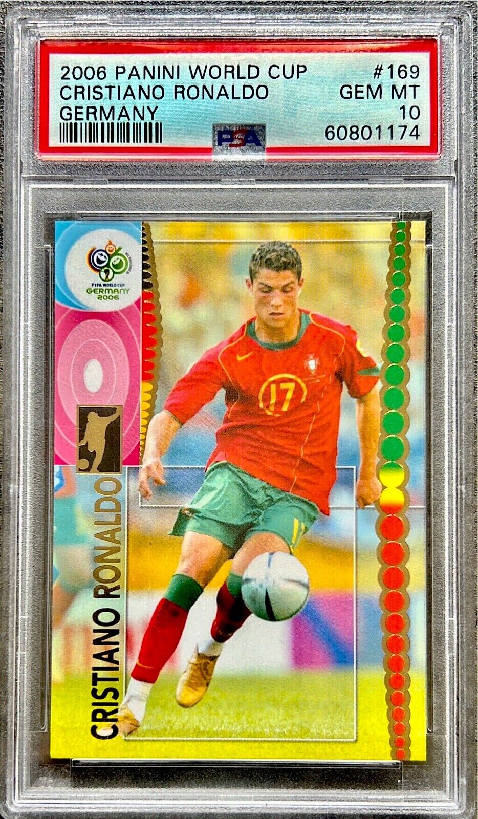 ‎️‍ 2006 Cristiano Ronaldo Panini World Cup Rookie GEM PSA 10+Sticker RARE‎️